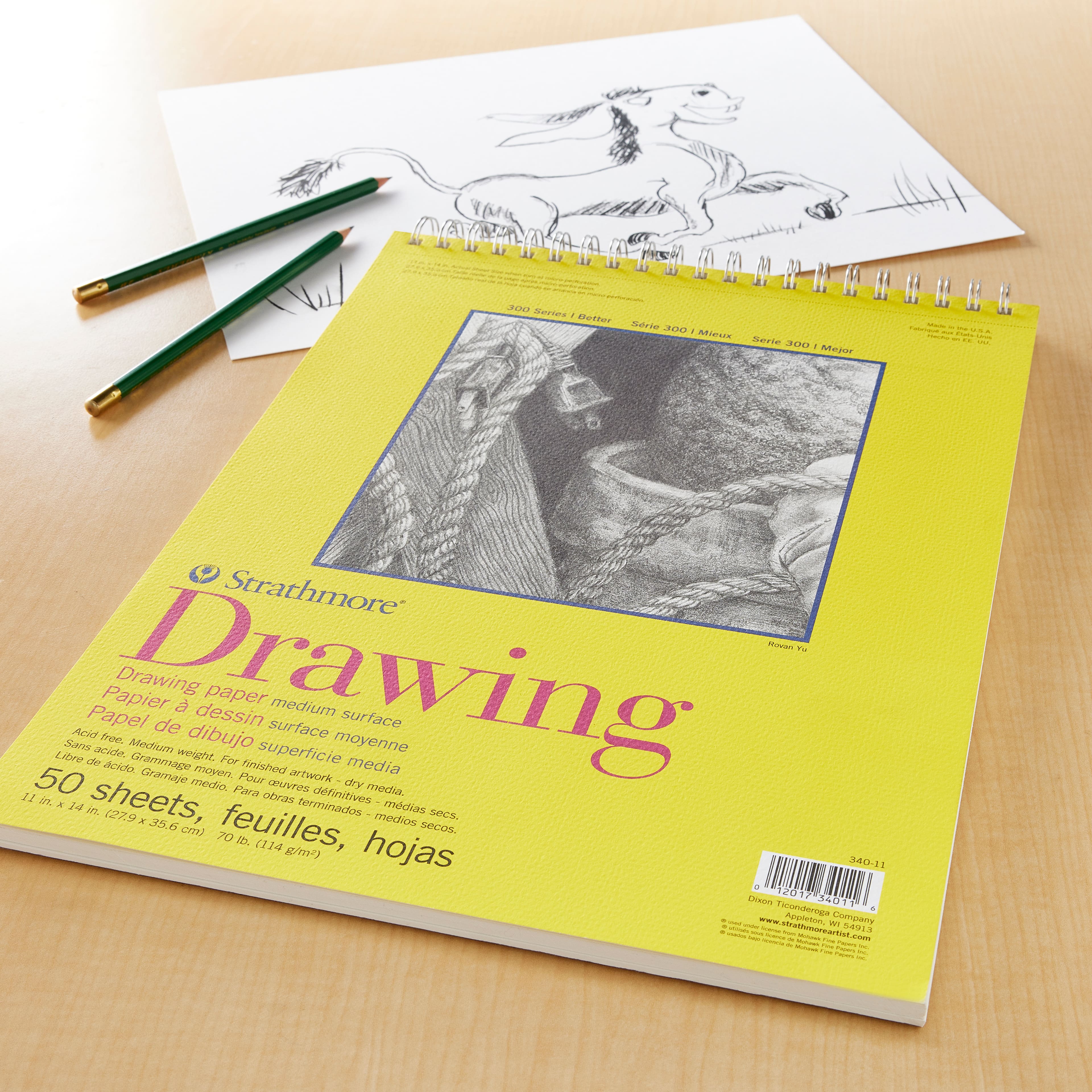 Strathmore 300 Series Drawing Pad, 14x17 Wire Bound, 50 Sheets