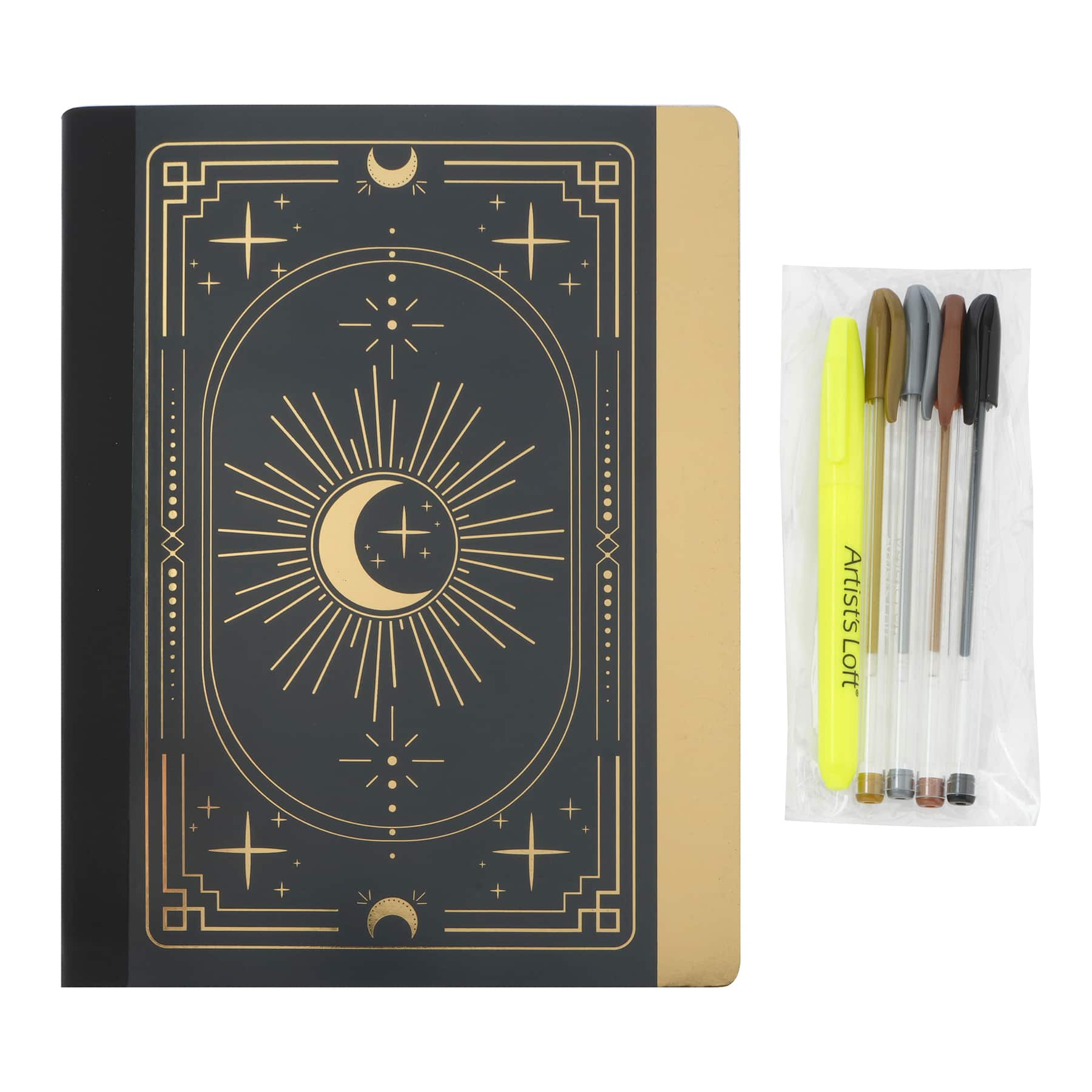 7.5" x 9.75" Black & Gold Tarot Composition Notebook Set by Artist's Loft®