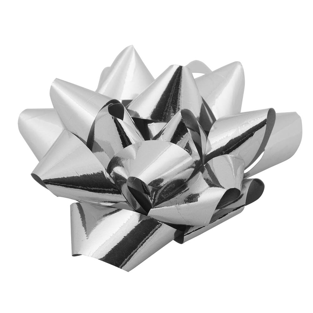 JAM Paper 3.5" Silver Gift Bow, 12ct.