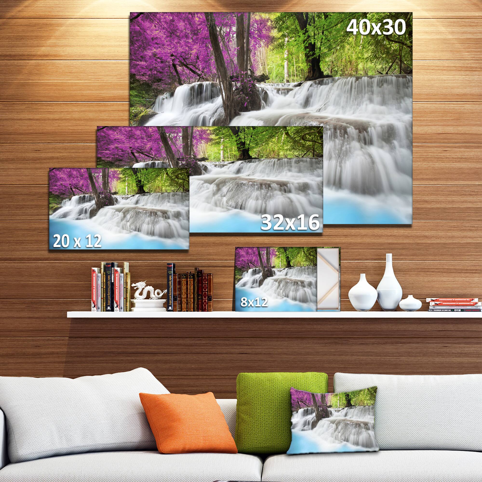 Designart - Erawan Waterfall - Blue - Photography Canvas Art Print