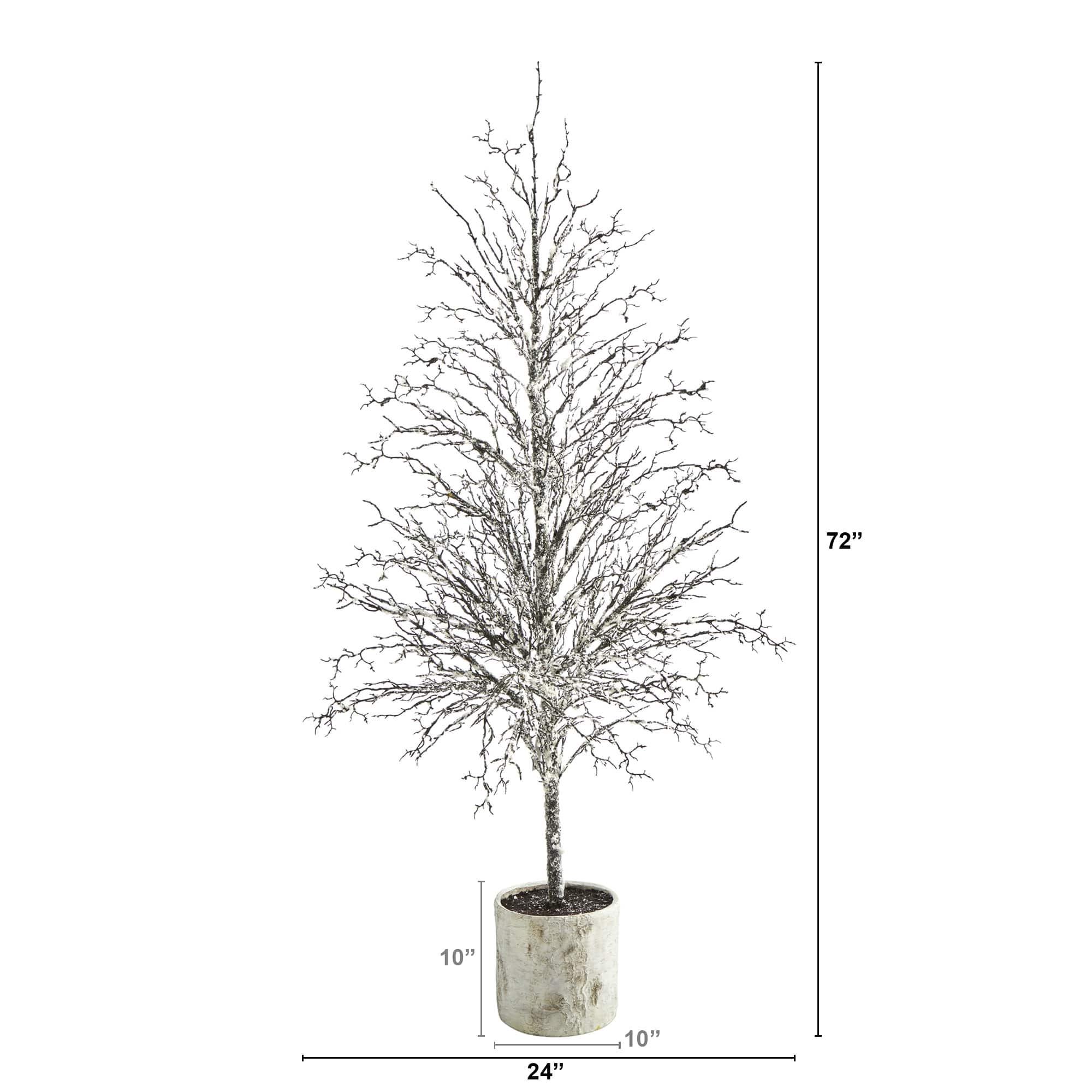 6ft. Unlit Snowed Twig Artificial Christmas Tree in Decorative Planter