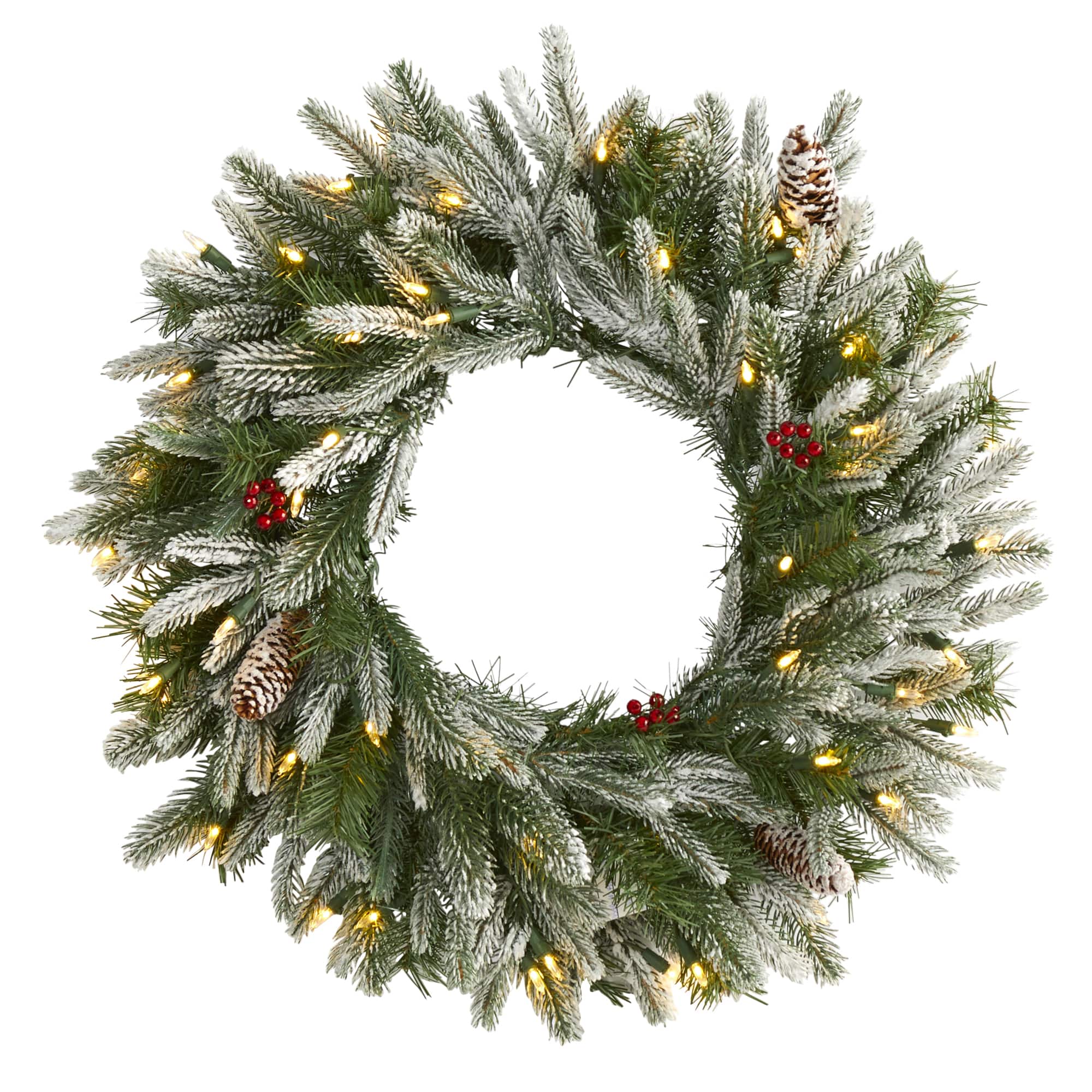 24" LED Snowed Pinecone Christmas Wreath