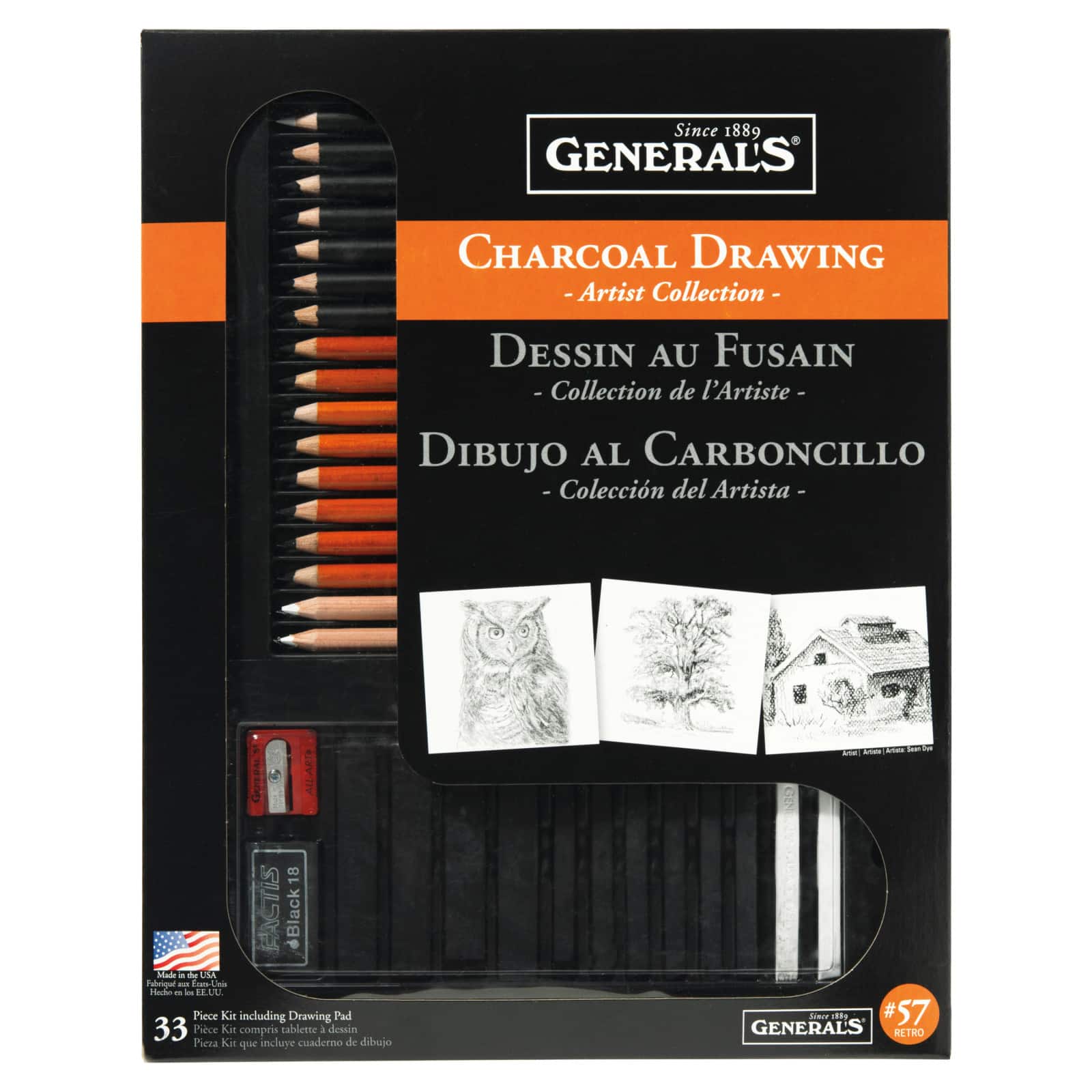 10 Piece Dry Media Artist Pencil Set Charcoal and Graphite Pencils