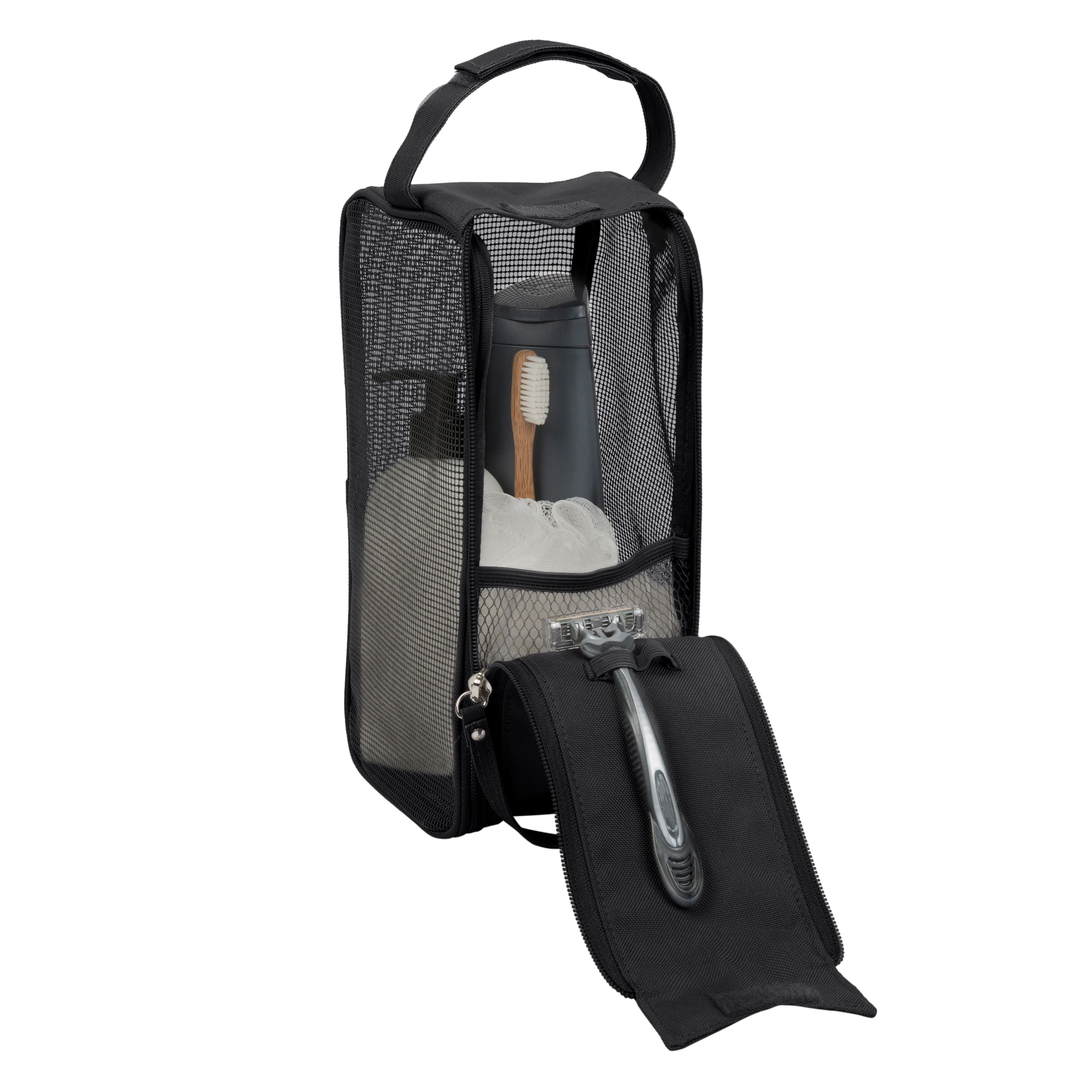 Simplify Black Hanging Mesh Toiletry Bag