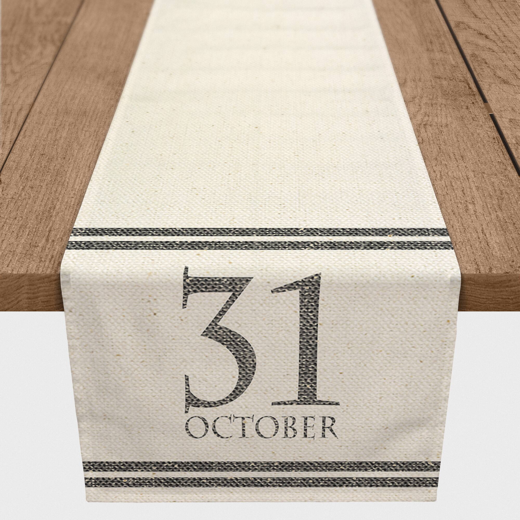 90&#x22; Oct Linen Stripes Poly Twill Table Runner