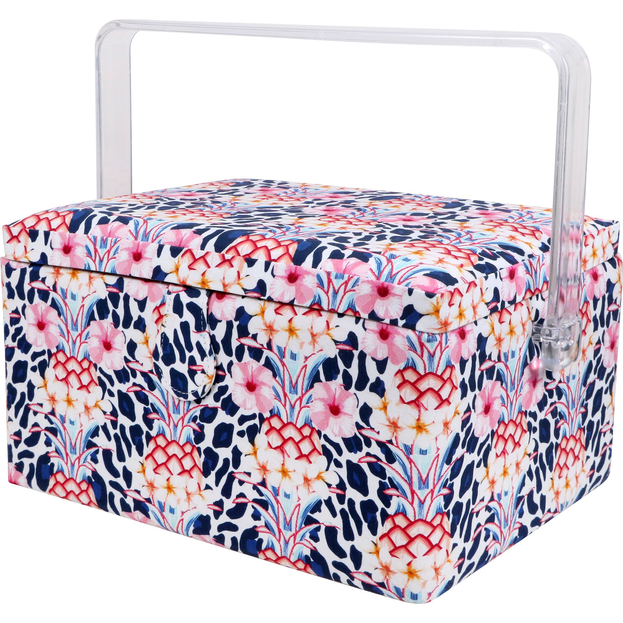 SINGER&#xAE; Large Tropical Animal Print Premium Sewing Basket with Travel Sewing Kit
