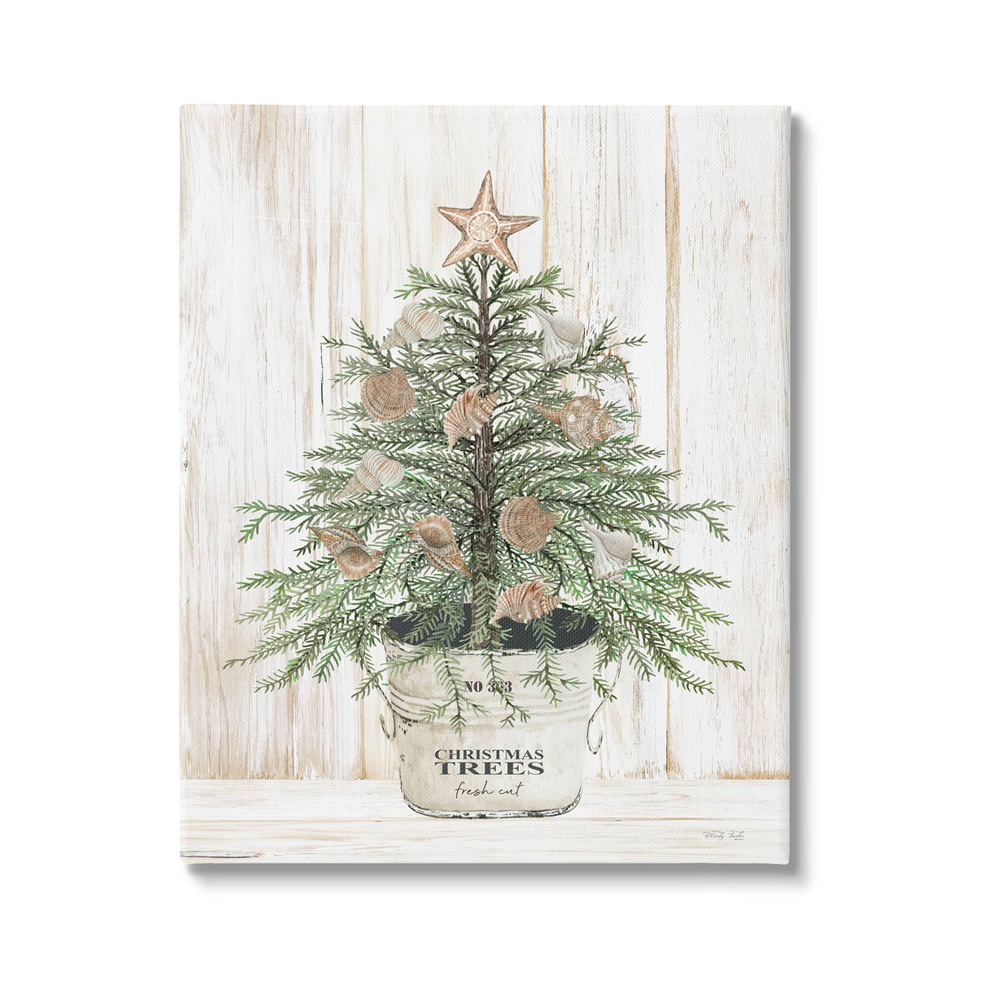 Stupell Industries Rustic Seashell Christmas Tree Canvas Wall Art