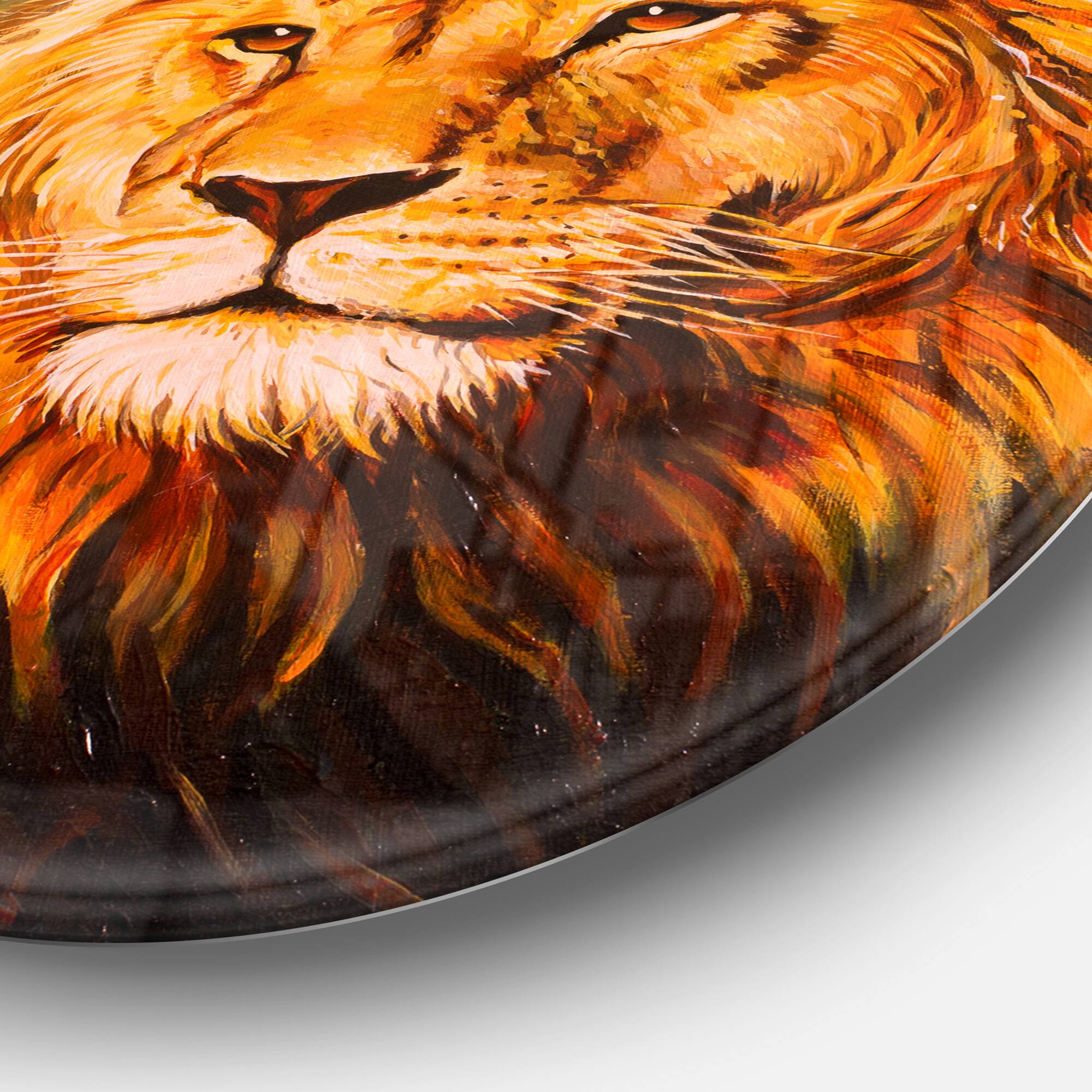 Designart - The Lion of Judah&#x27; Animal Circle Metal Wall Art