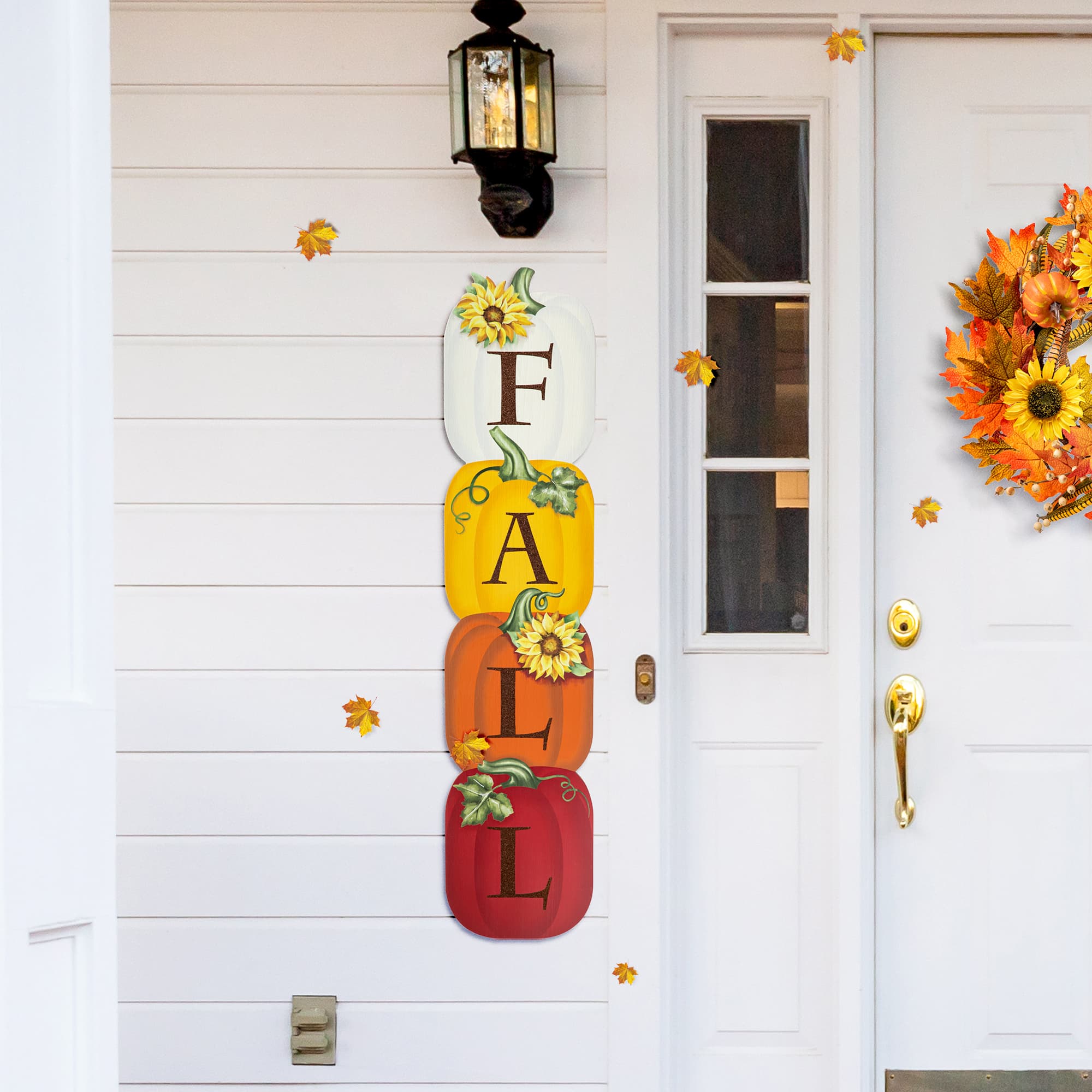 Glitzhome® 3.5ft. Fall Wood Stacked Pumpkin Porch Décor