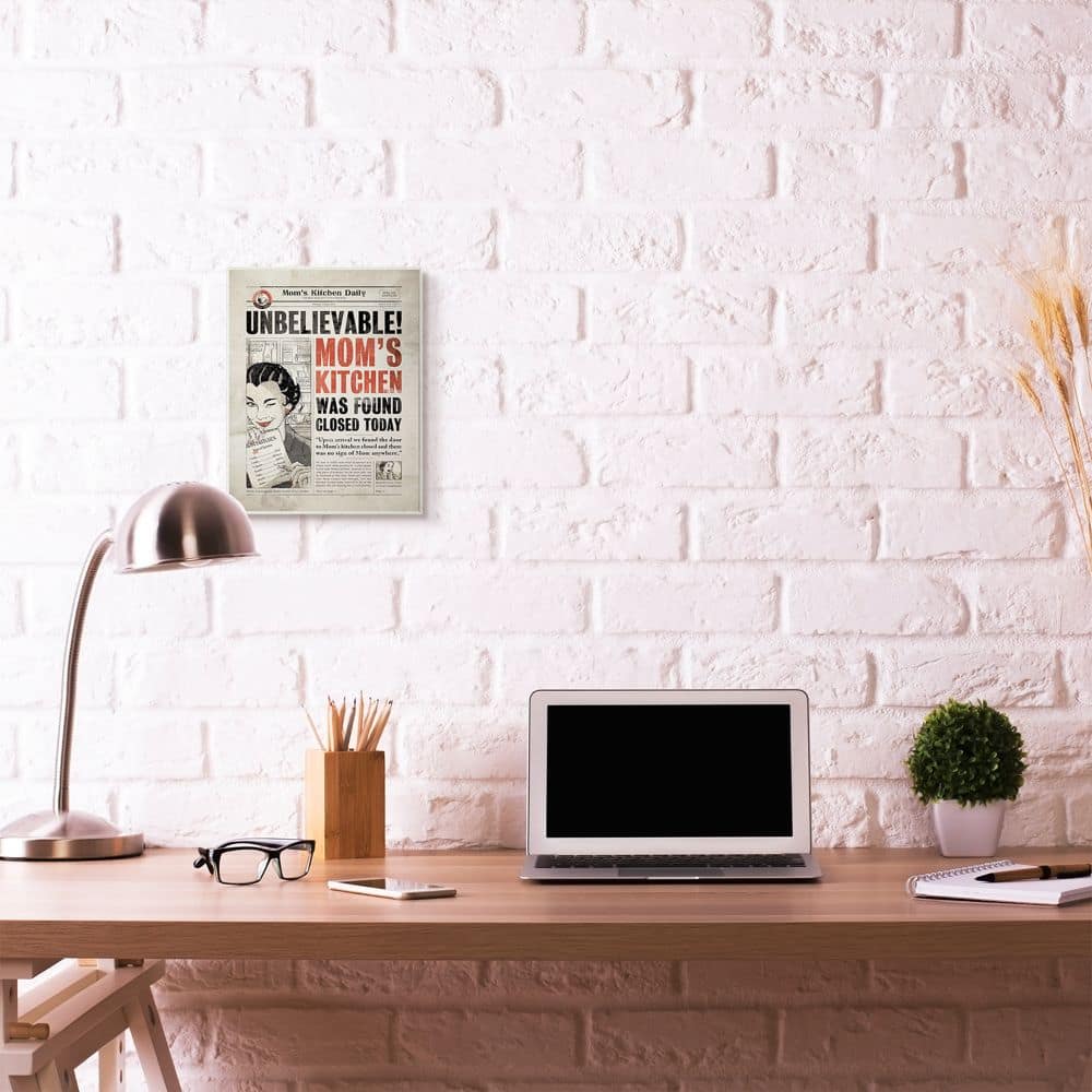 Stupell Industries Mom's Kitchen Newspaper Wooden Wall Plaque