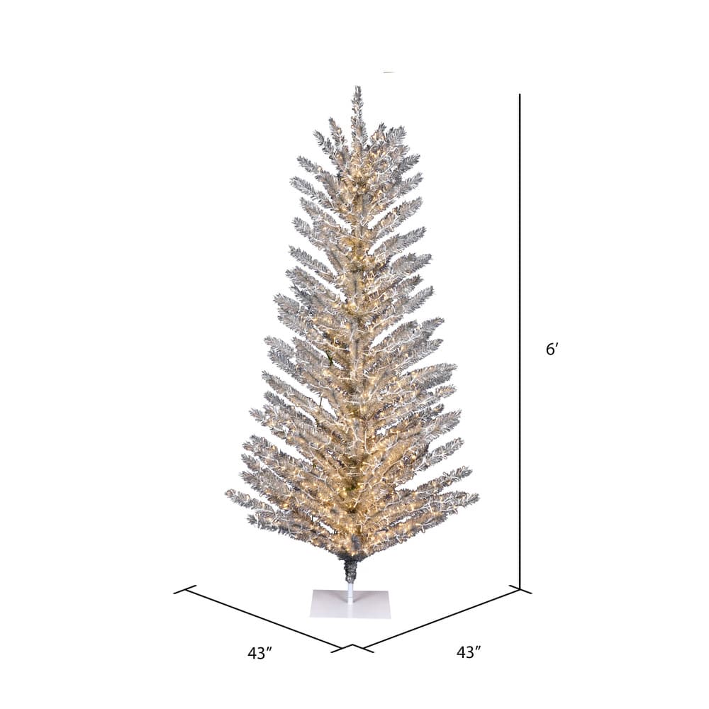 6ft. Pre-Lit Vintage Aluminum Artificial Christmas Tree, Warm White Low Voltage LED Lights
