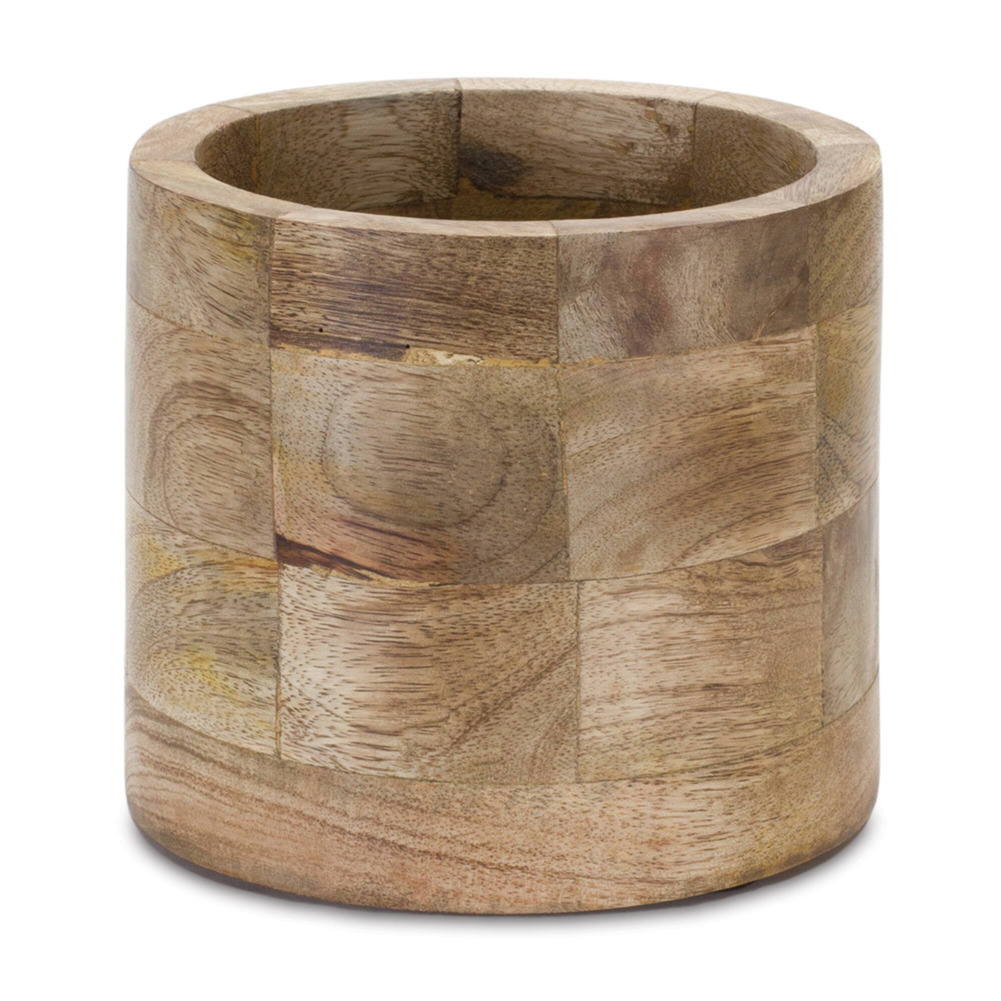 Round Wood Planter Set