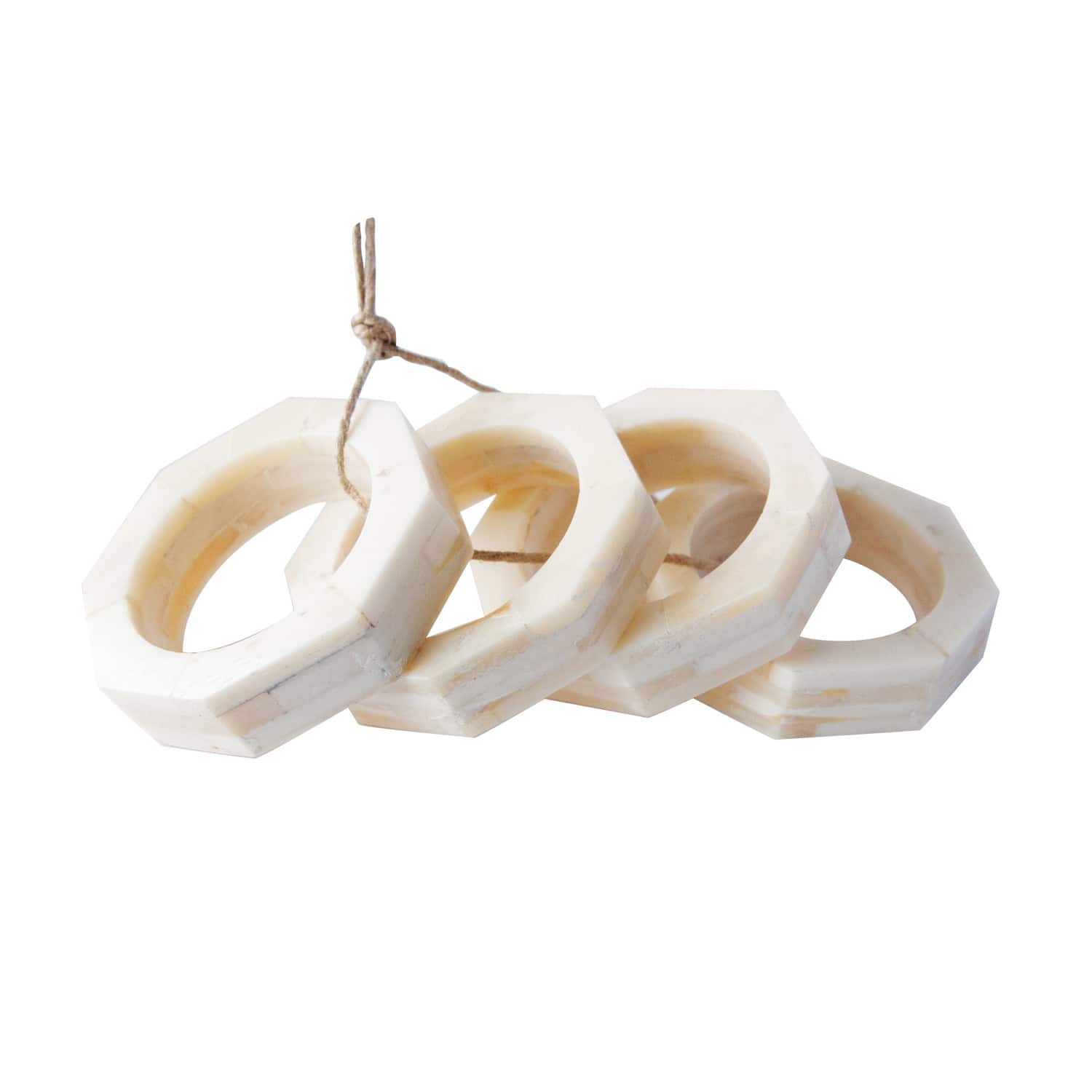 Hello Honey&#xAE; Cream Octagon Napkin Rings, 4ct.