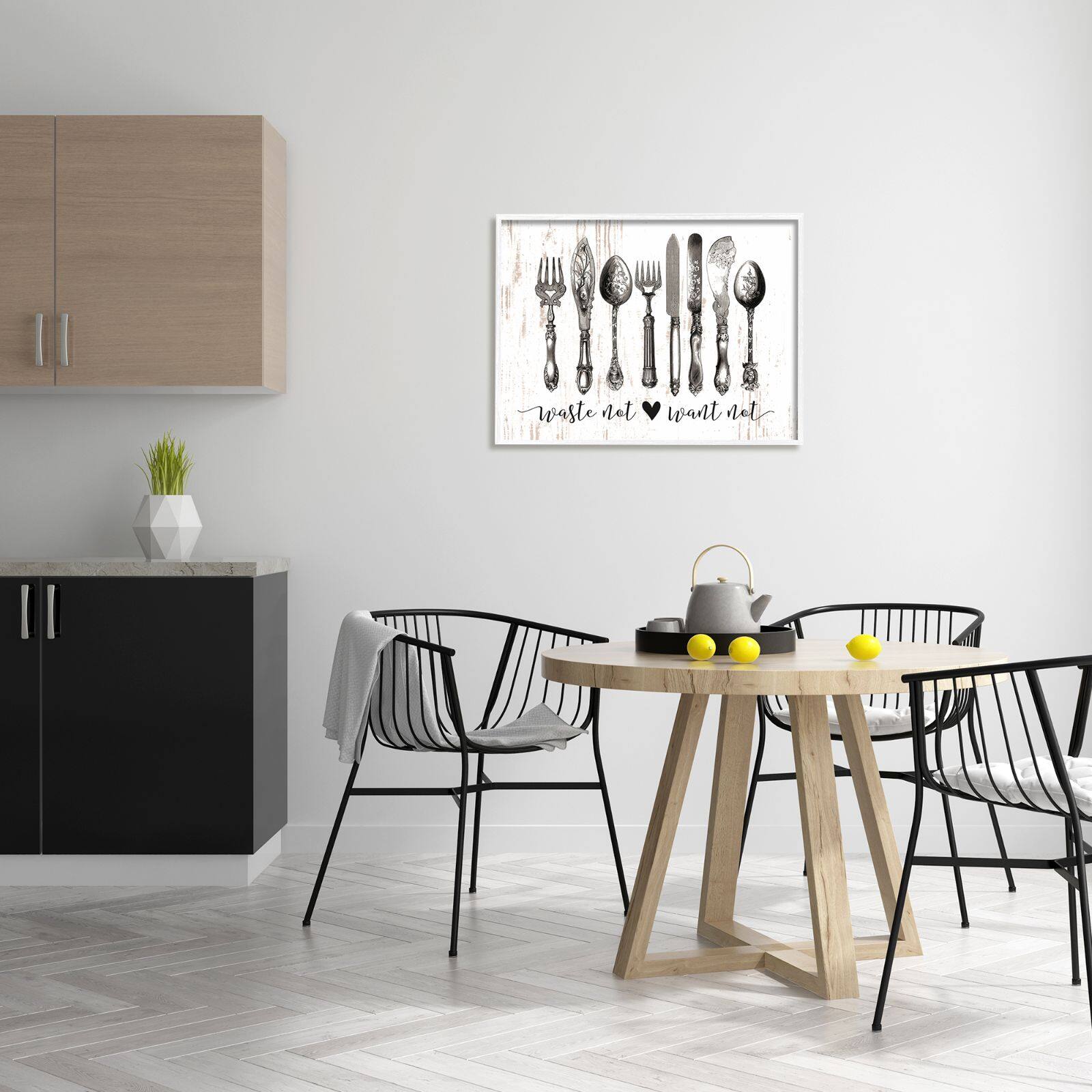 Stupell Industries Waste Not Want Not Silverware Drawing Framed Wall Art