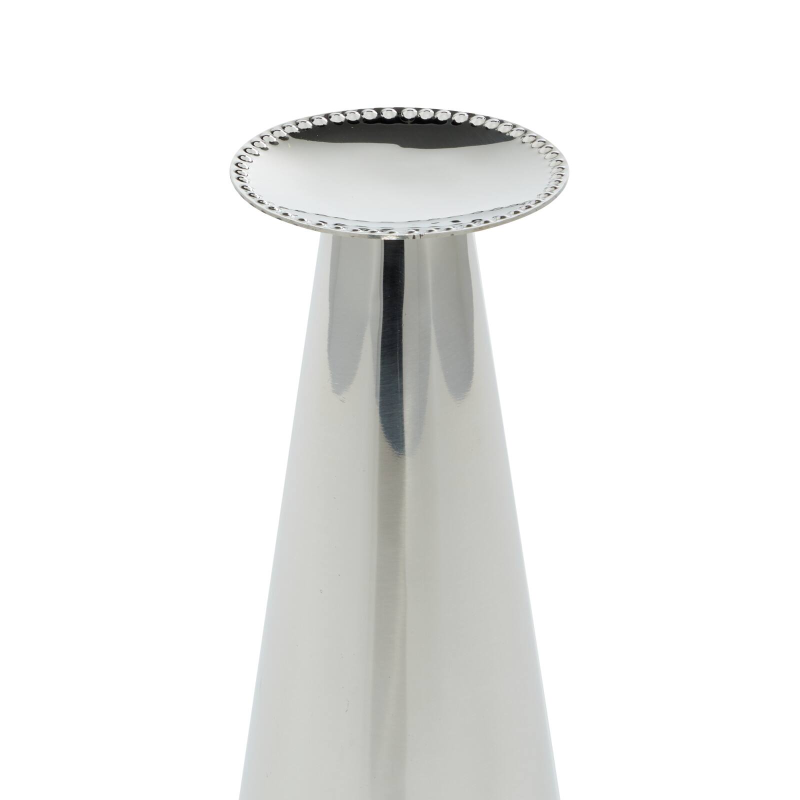 Silver Stainless Steel Glam Cone Candle Holder Set
