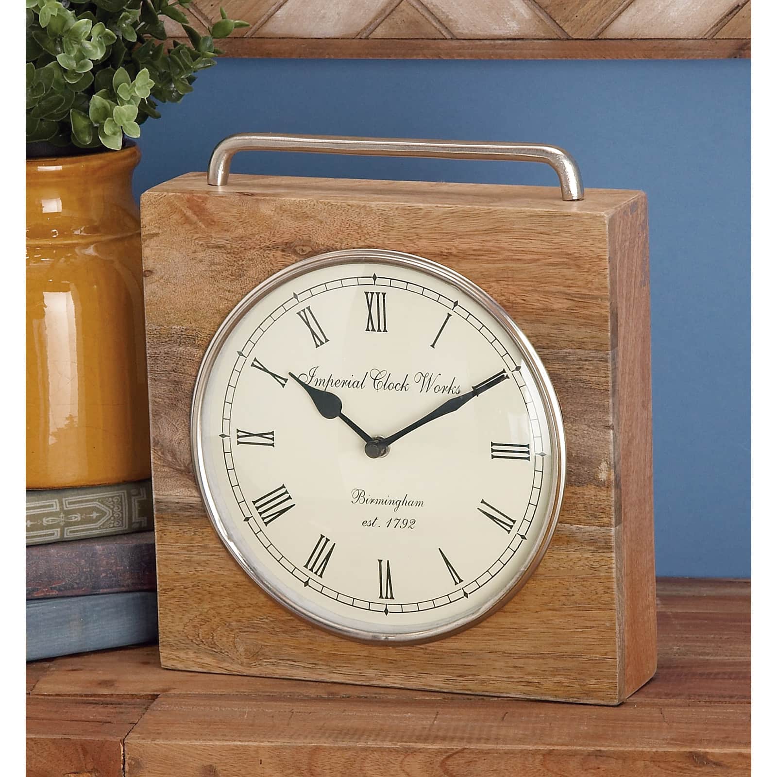 11&#x22; Natural Brown Mango Wood Clock
