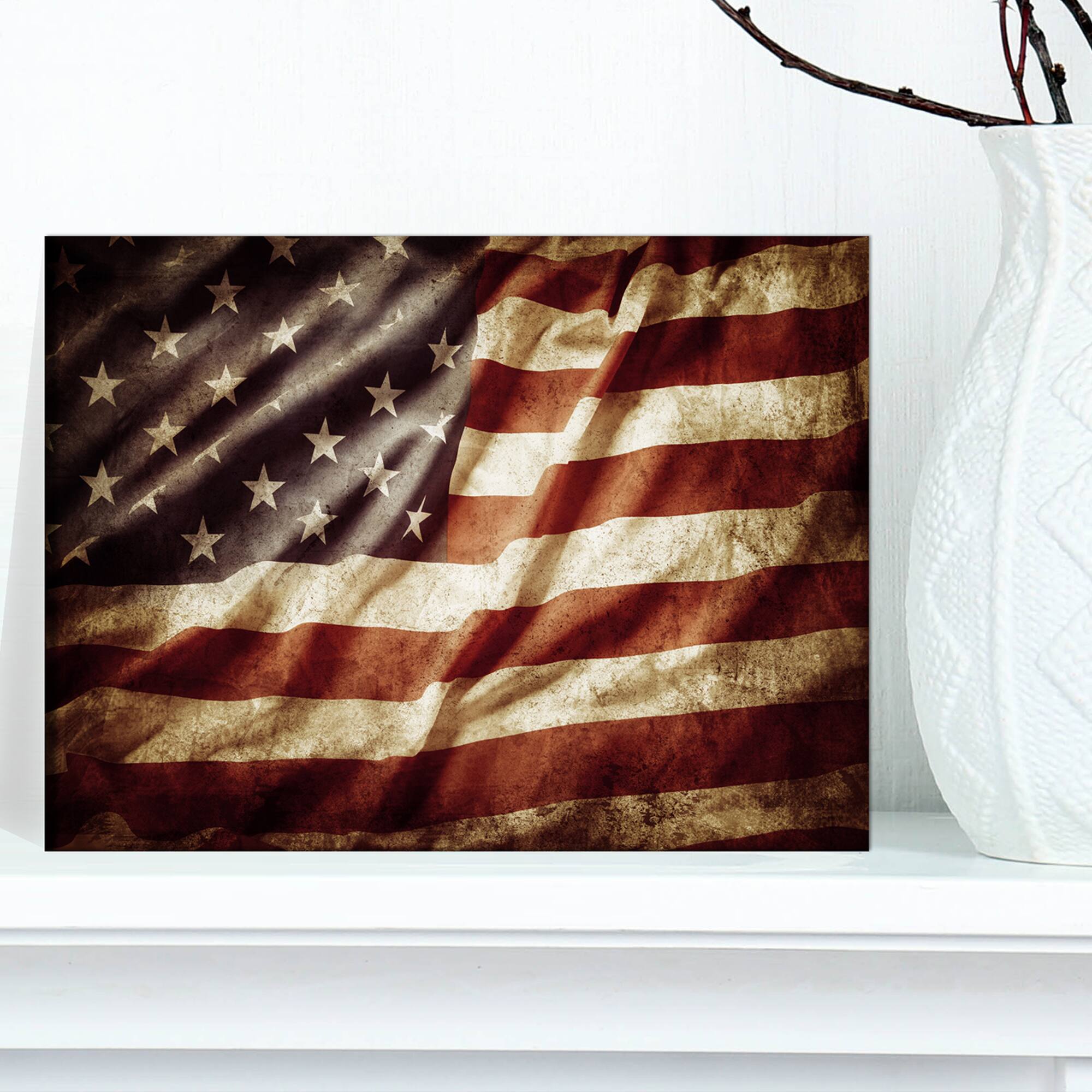 Designart - American Flag - Contemporary Canvas Art Print