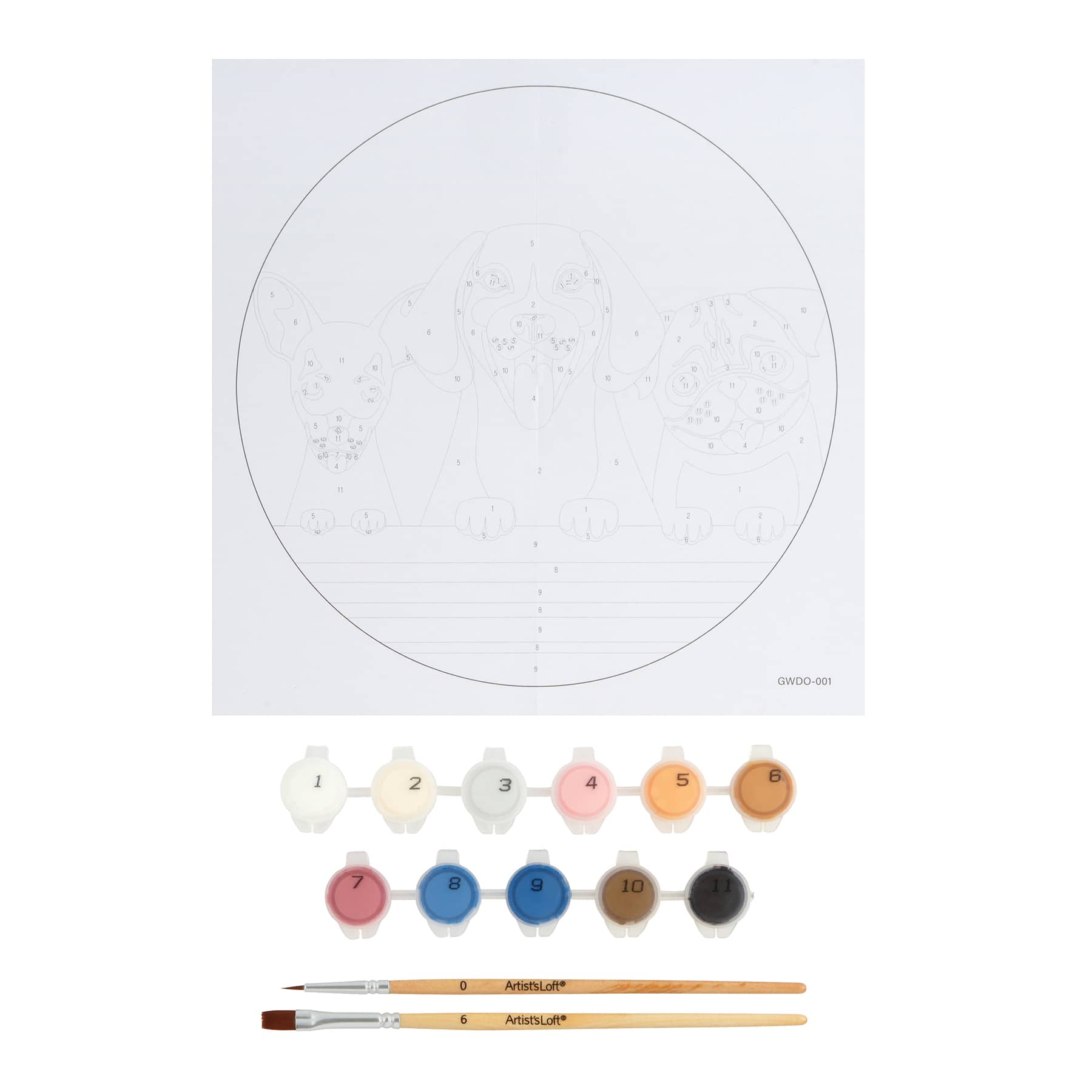 Dogs Paint-by-Number Round Plywood Surface Kit by Artist&#x27;s Loft&#xAE;