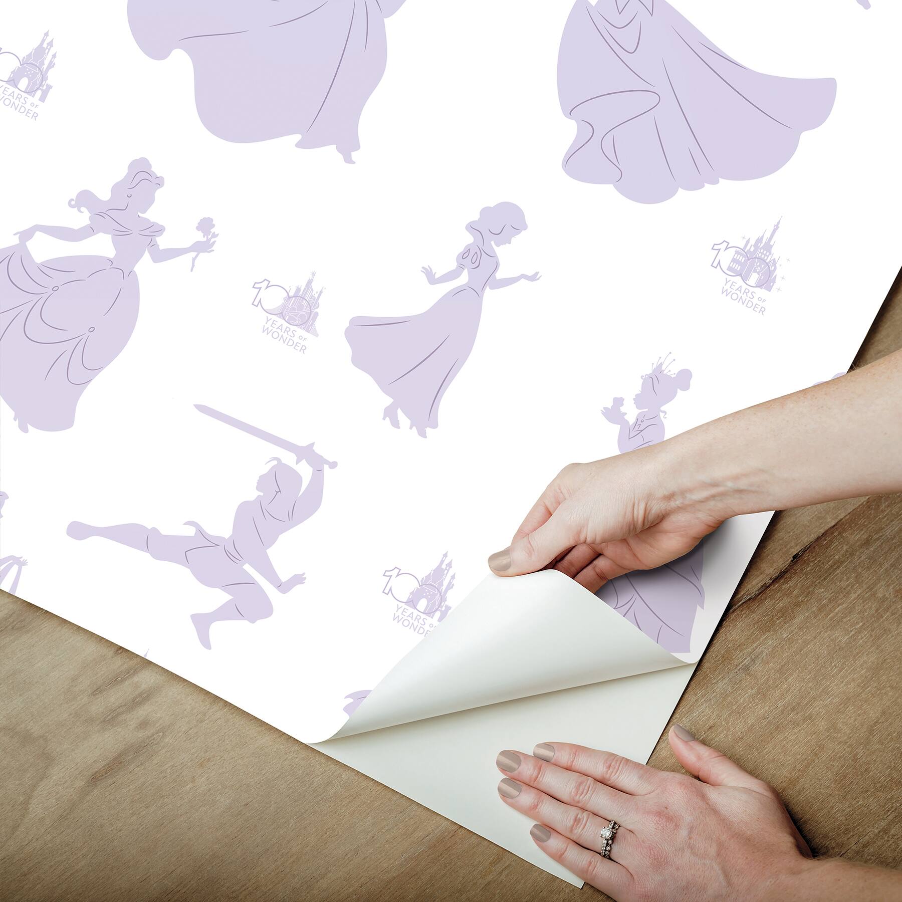 RoomMates Disney&#xA0;100th&#xA0;Anniversary Princesses Purple Peel &#x26; Stick Wallpaper