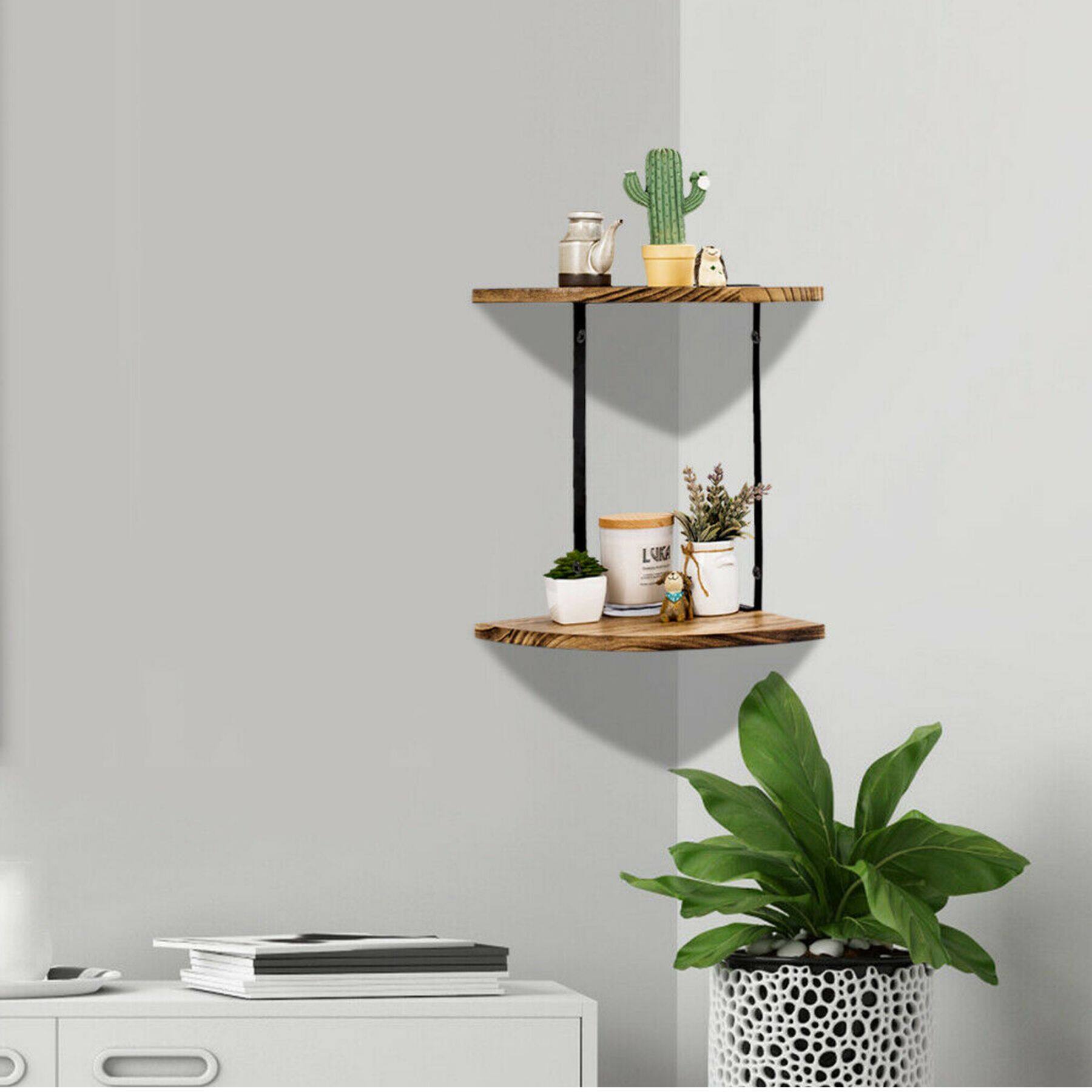 NEX&#x2122; 2-Tier Floating Wall-Mounted Solid Wood Shelves