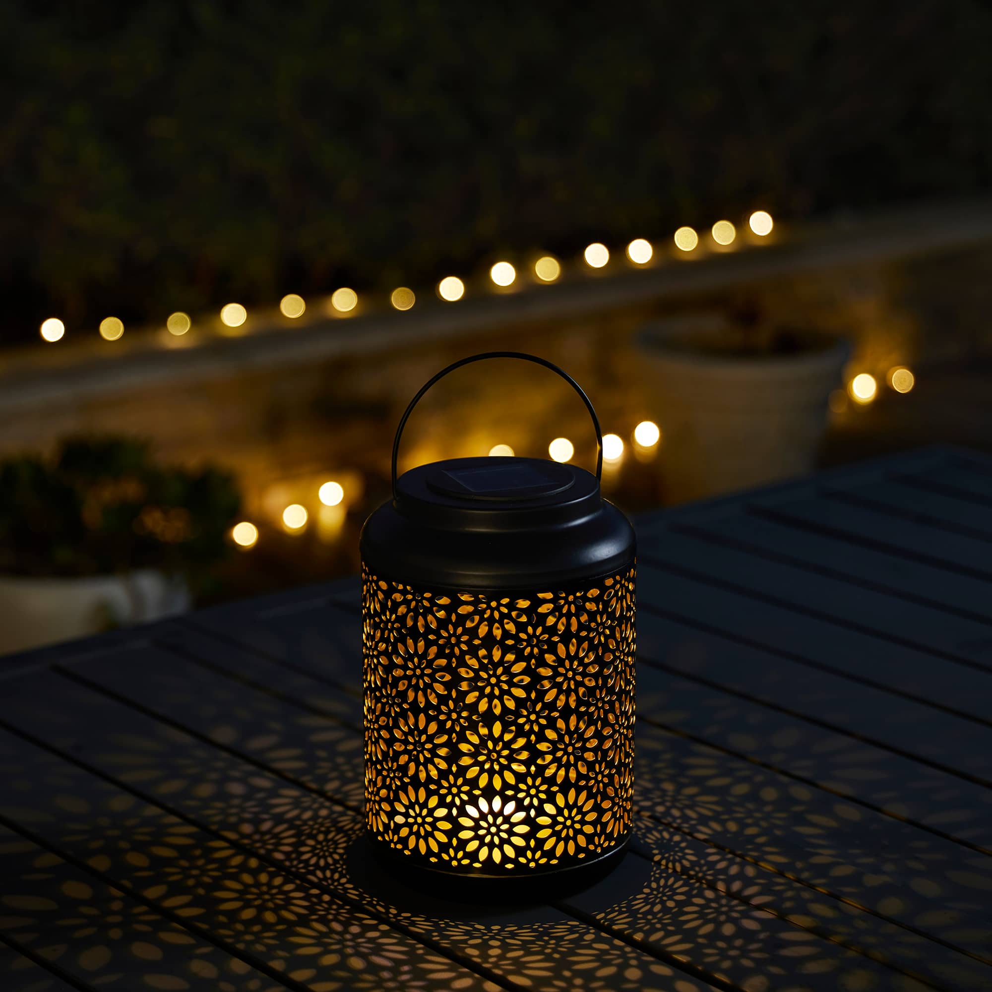 Glitzhome® 8.5" Flower Cutout Solar Powered Hanging Lantern
