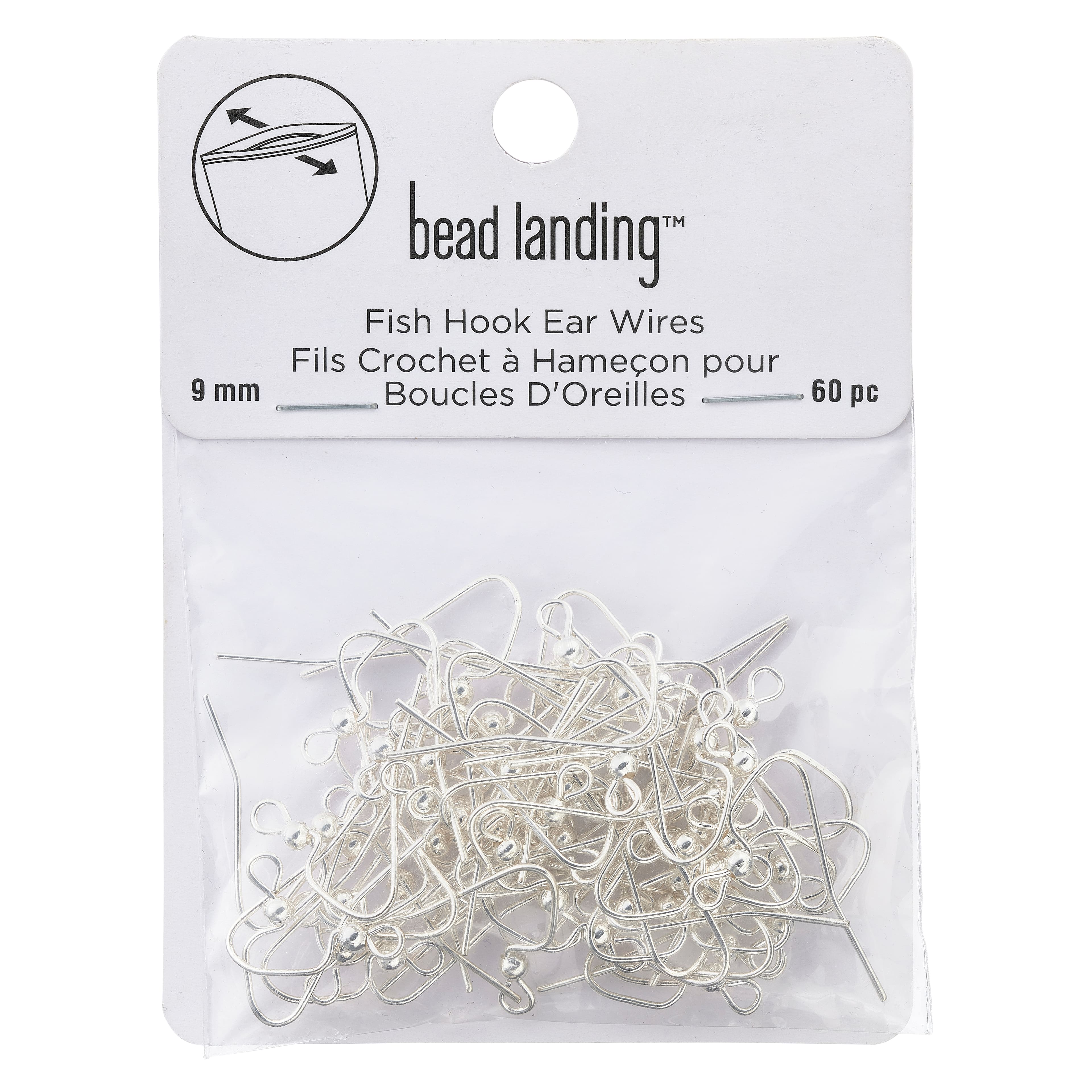 Bead Landing™ Clip On Earrings With Loop, Rhodium