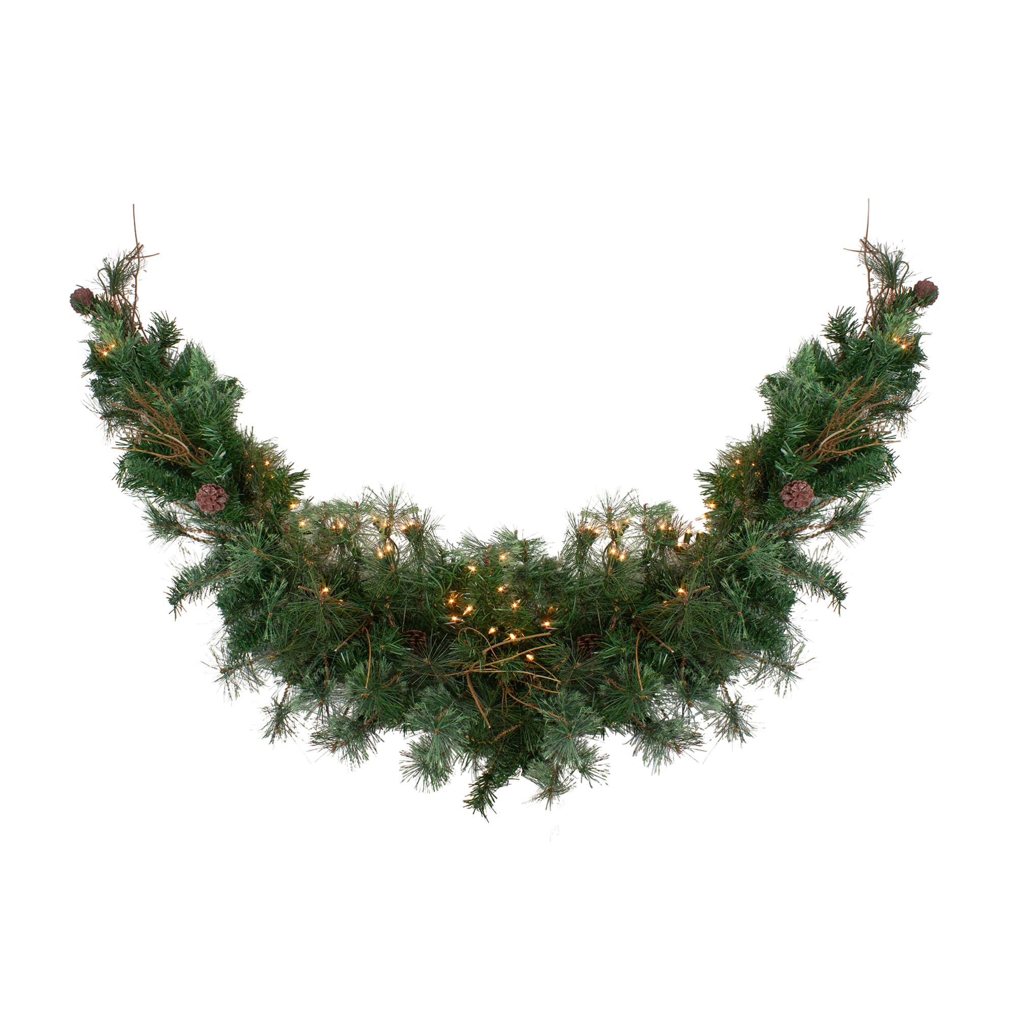 72" Pre-Lit Country Mixed Pine Artificial Christmas Swag, Clear Lights