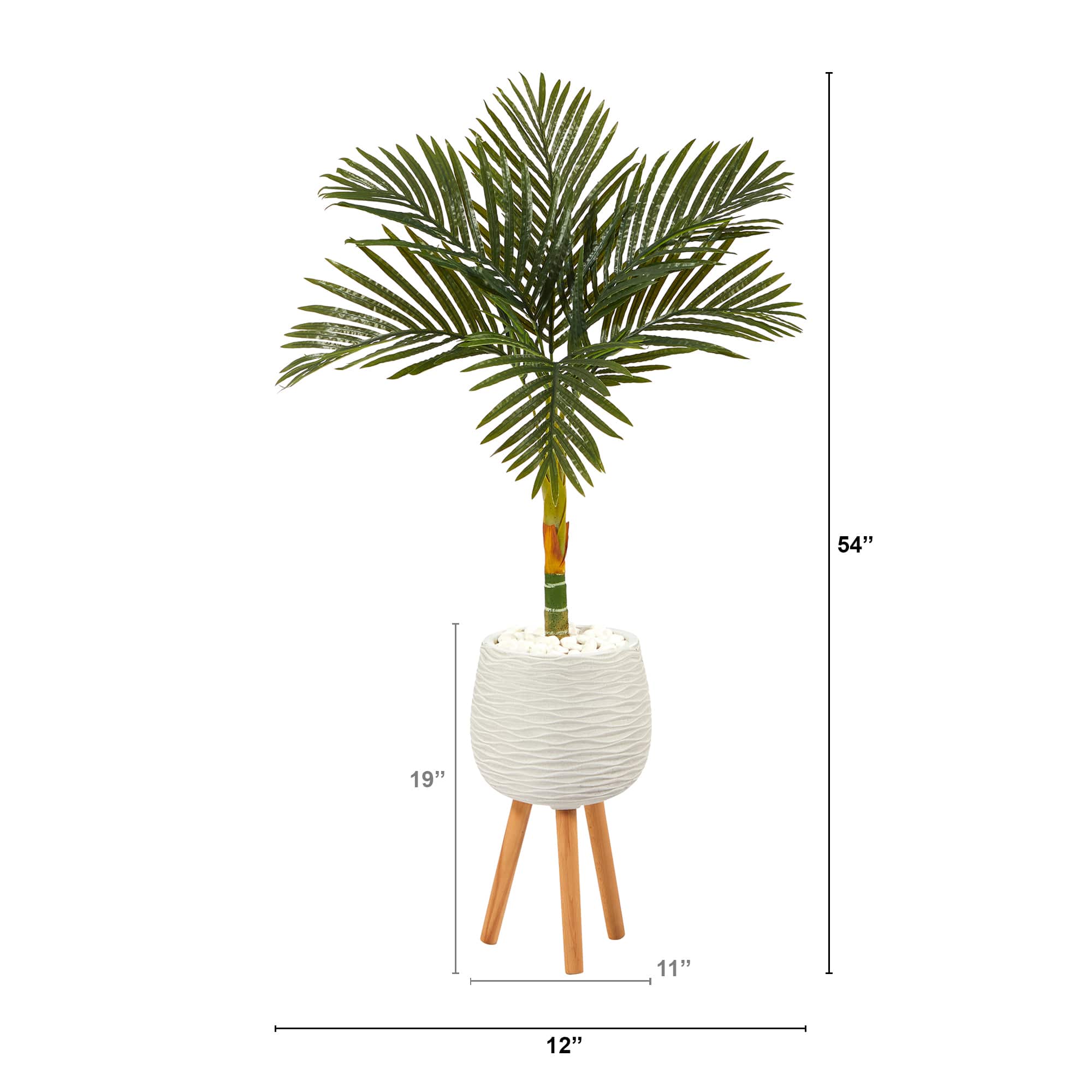 4.5ft. Golden Cane Artificial Palm Tree in White Planter with Stand