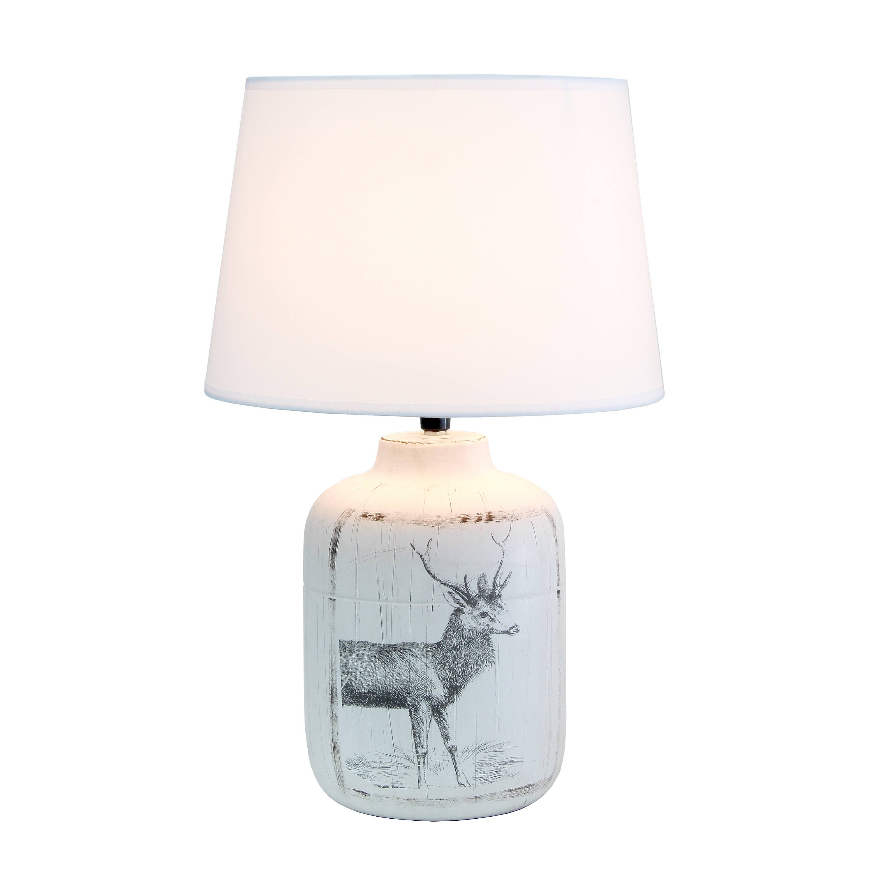 Simple Designs™ 18" Rustic Deer Buck Nature Printed Ceramic Table Lamp