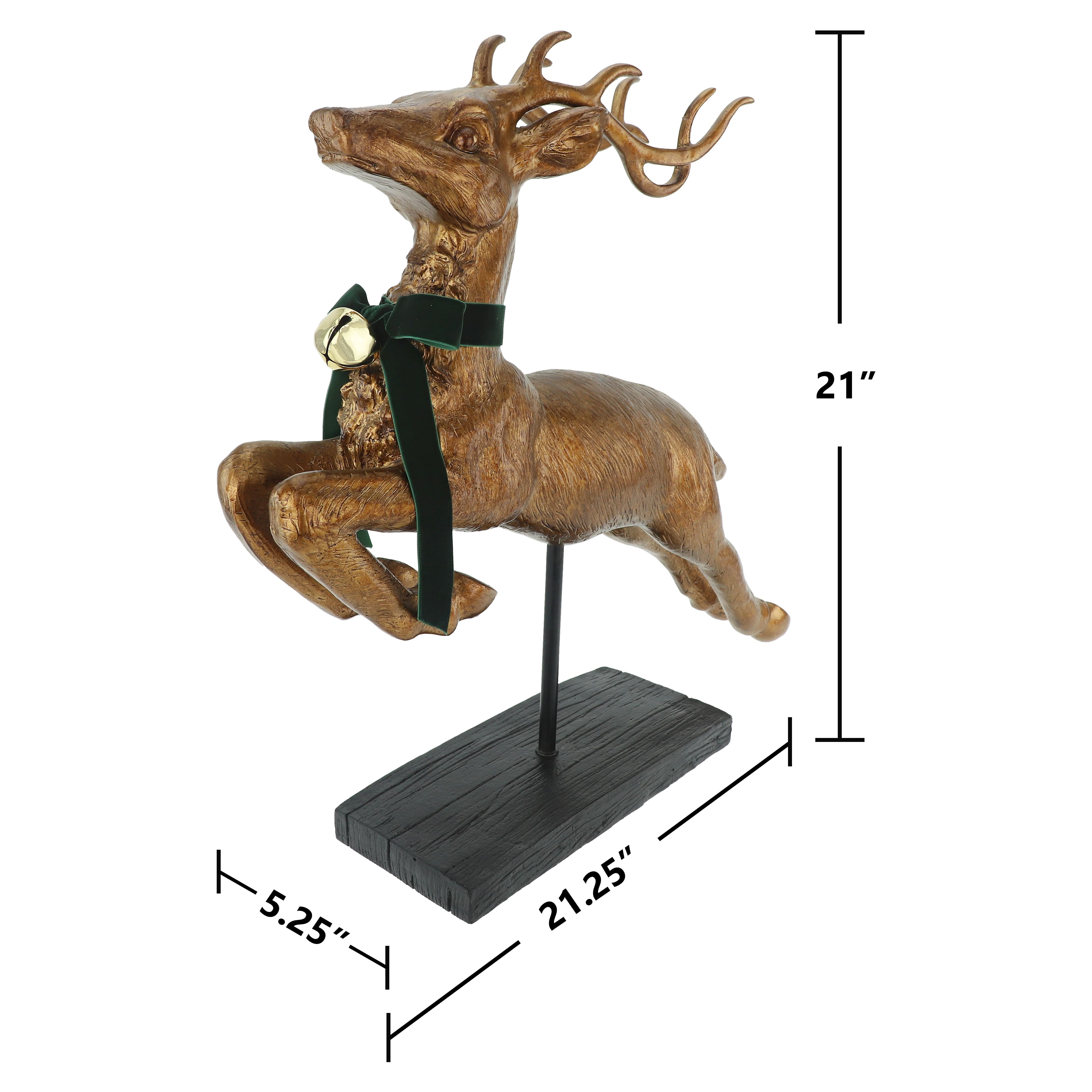 21&#x22; Antique Copper Leaping Reindeer with Bell Tabletop D&#xE9;cor by Ashland&#xAE;