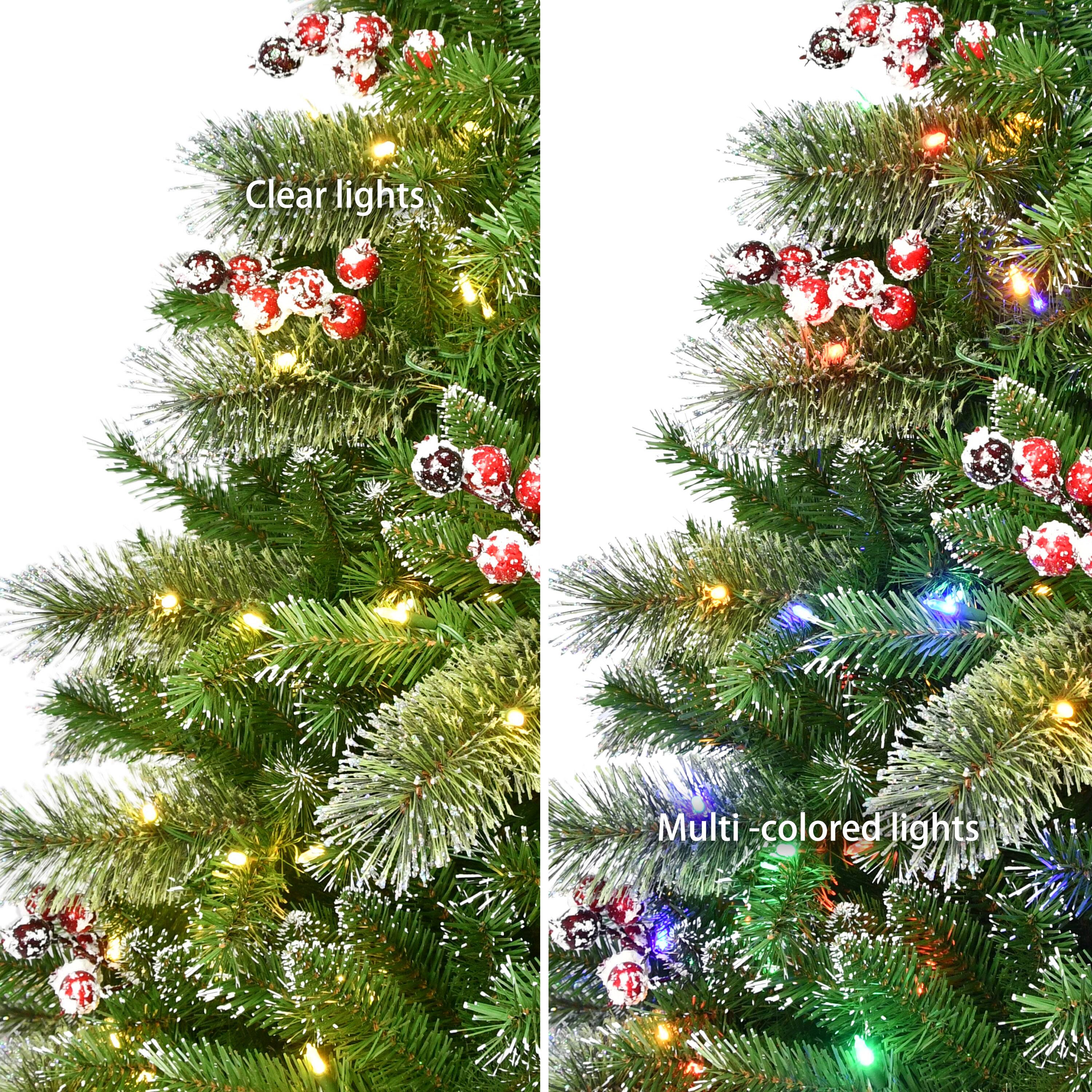7.5ft. Pre-Lit Snowy Iowa Pine Artificial Christmas Tree, Dual Color LED Lights