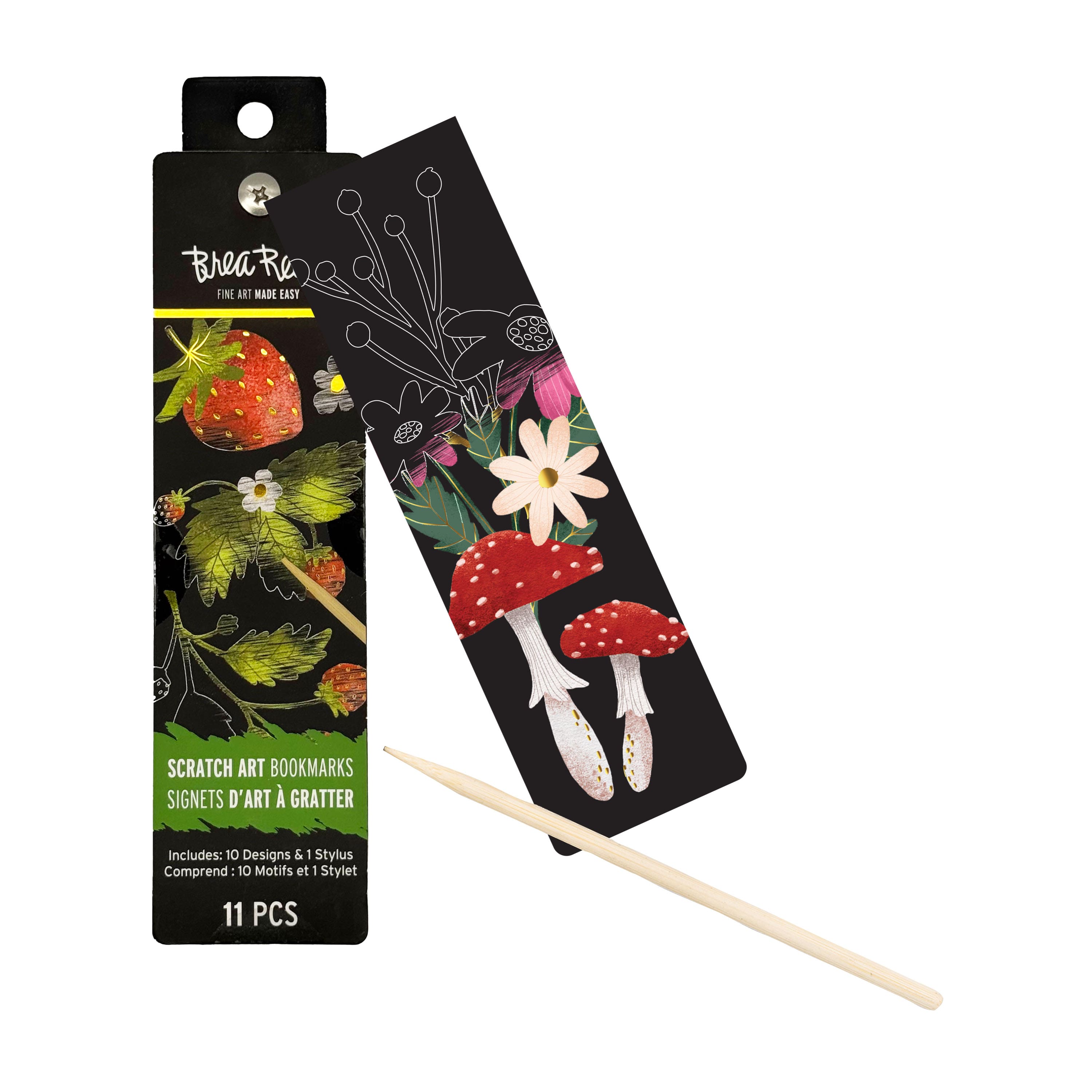 Brea Reese™ Strawberries Scratch Art Bookmarks