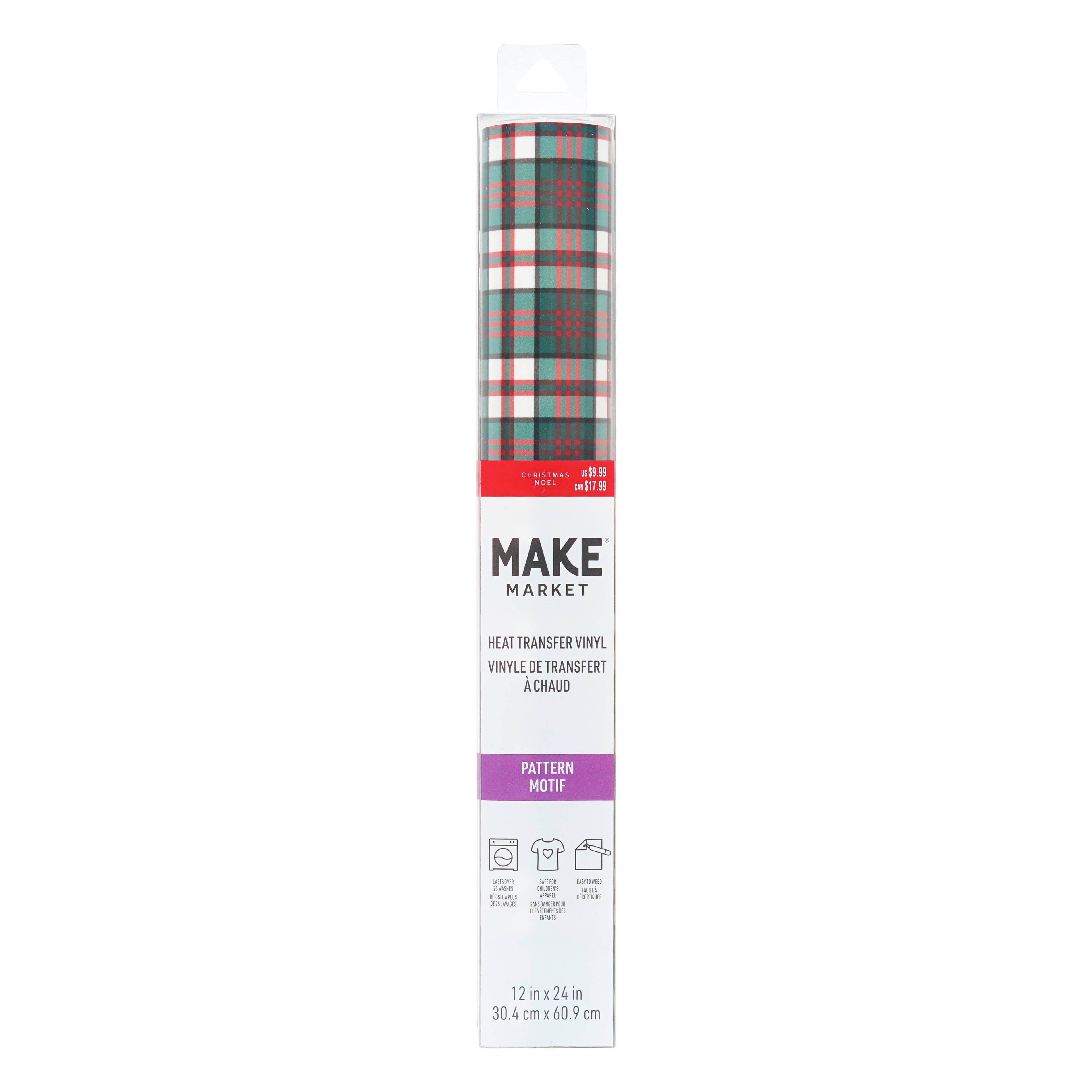 Red &#x26; Green Plaid Heat Transfer Vinyl by Make Market&#xAE;