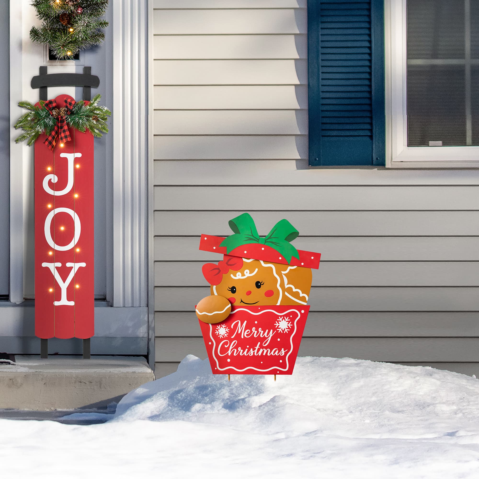 Glitzhome® 2ft. Metal Gingerbread Giftbox Yard Stake