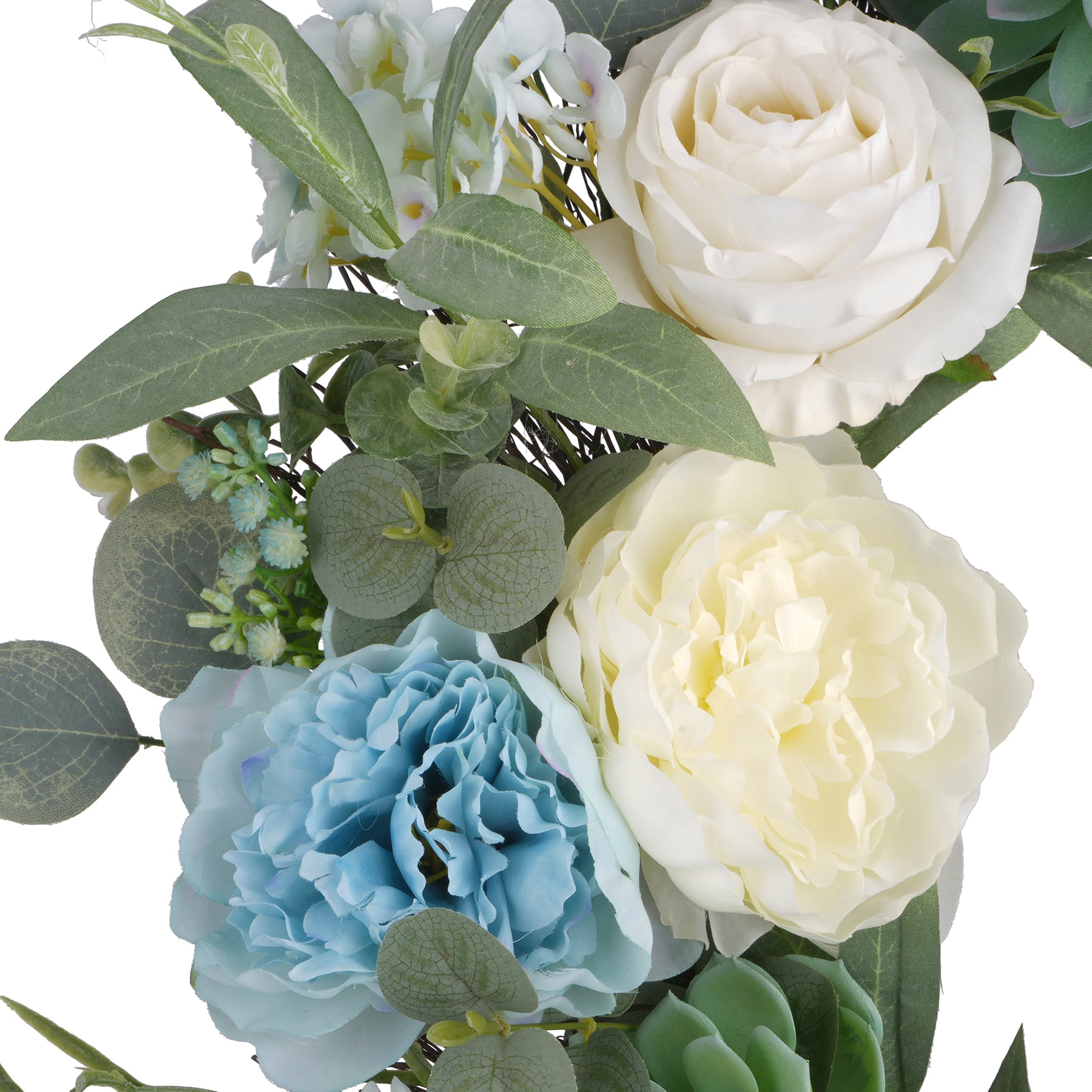 24&#x22; White &#x26; Blue Rose, Hydrangea &#x26; Succulent Wreath by Ashland&#xAE;