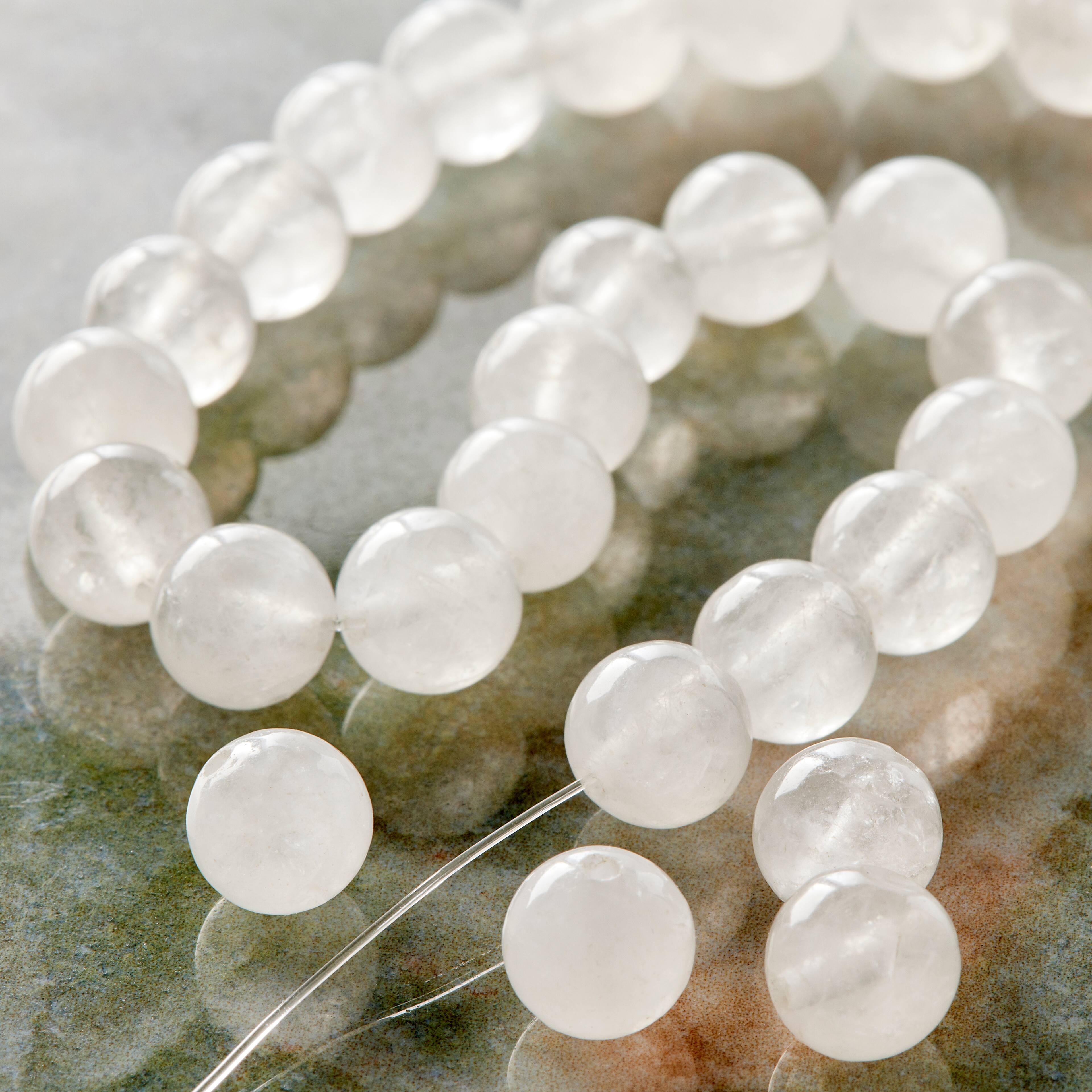 12 Pack: White Quartzite Round Beads, 8mm by Bead Landing™