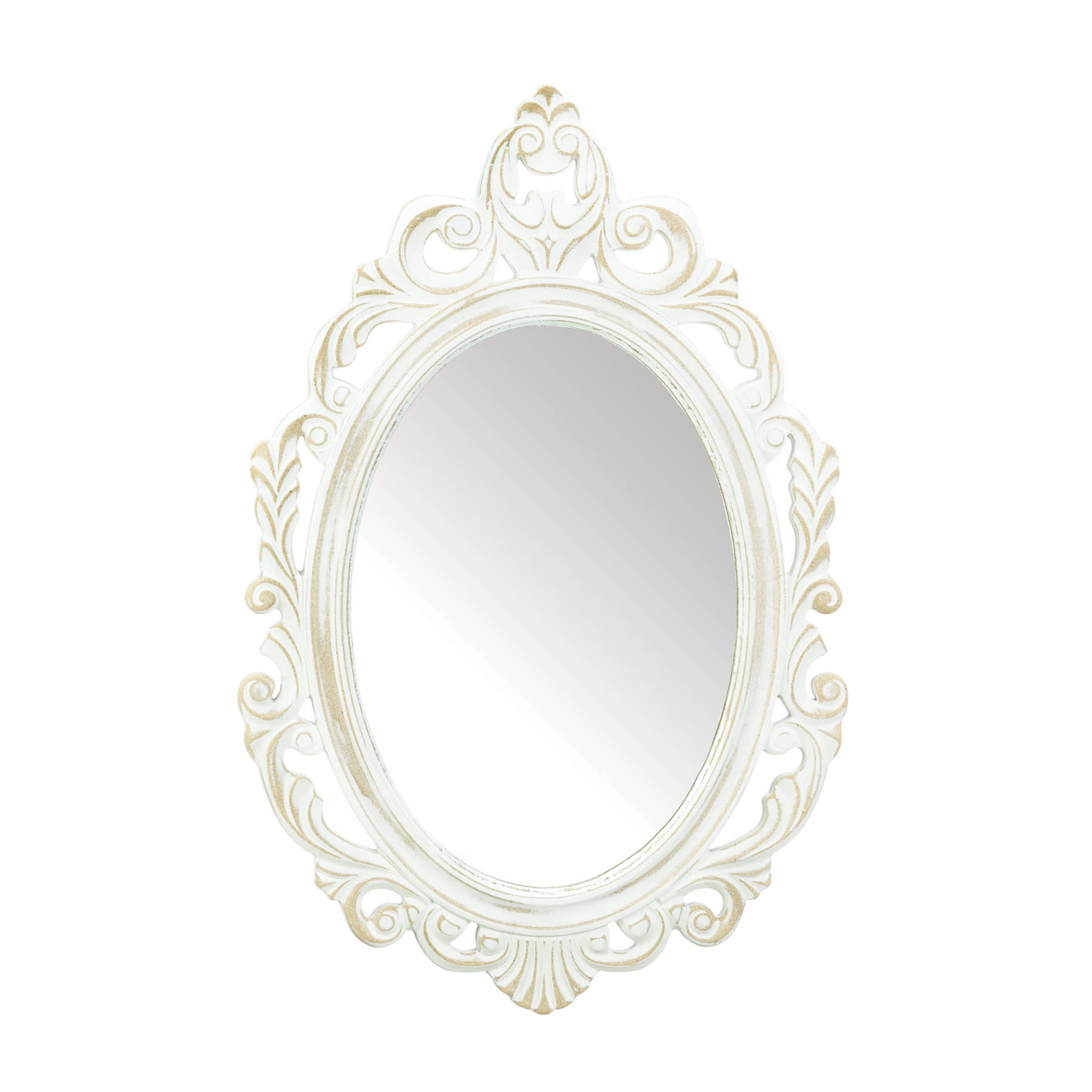 23.5" Antiqued White Wall Mirror