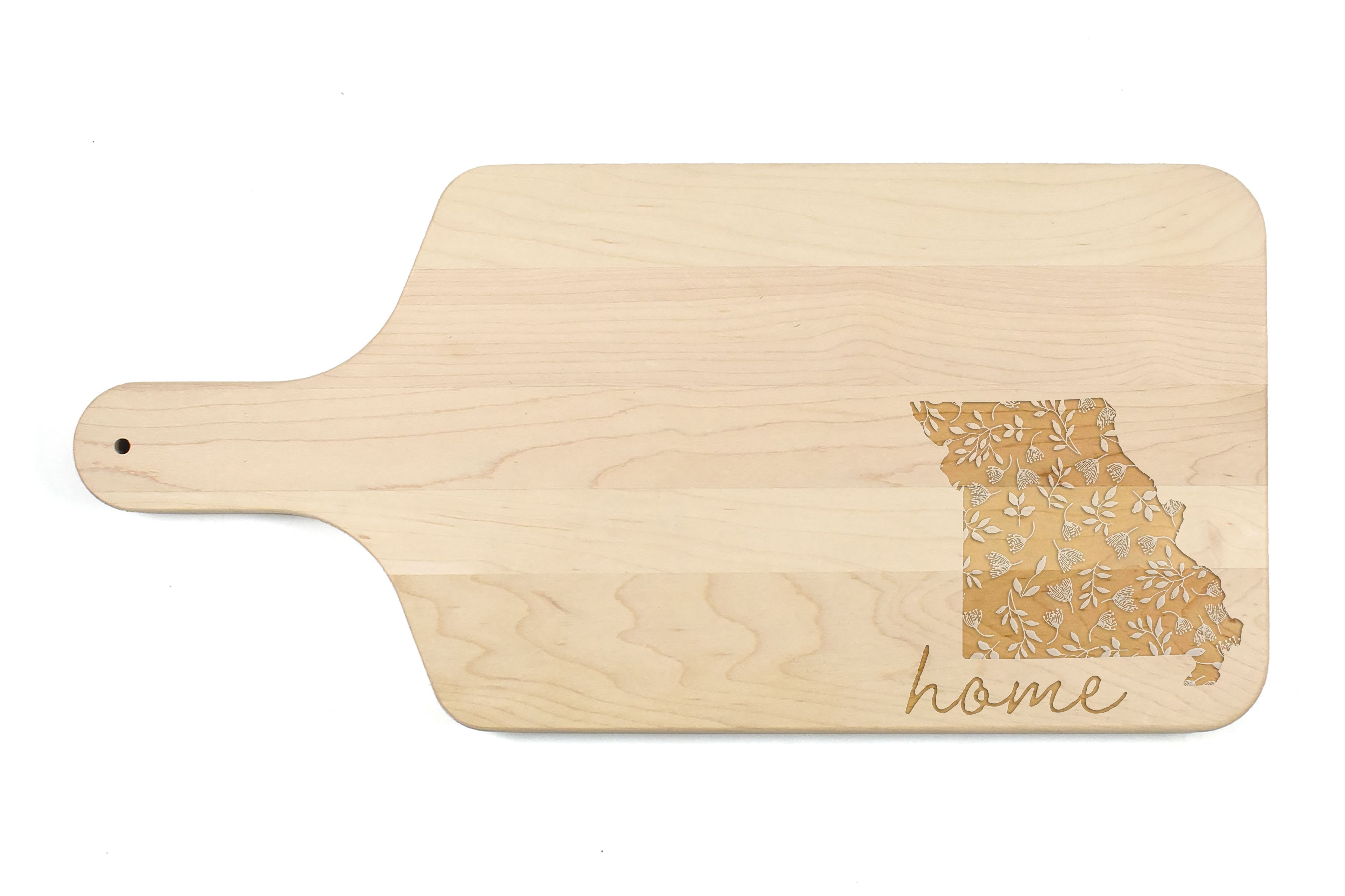 17" Floral Home State Maple Paddle Cutting Board