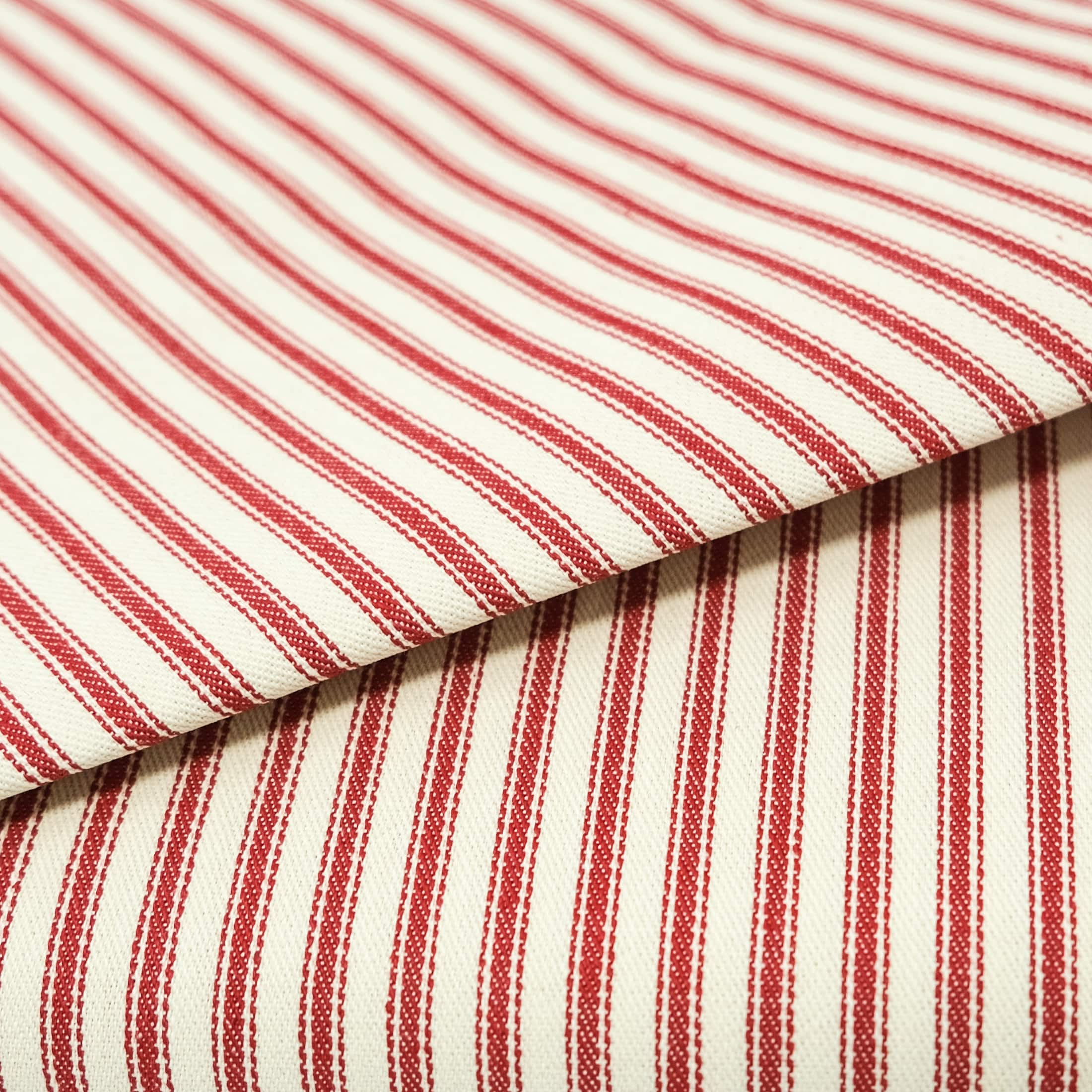 Roc-Lon Woven Stripe Ticking Red Fabric