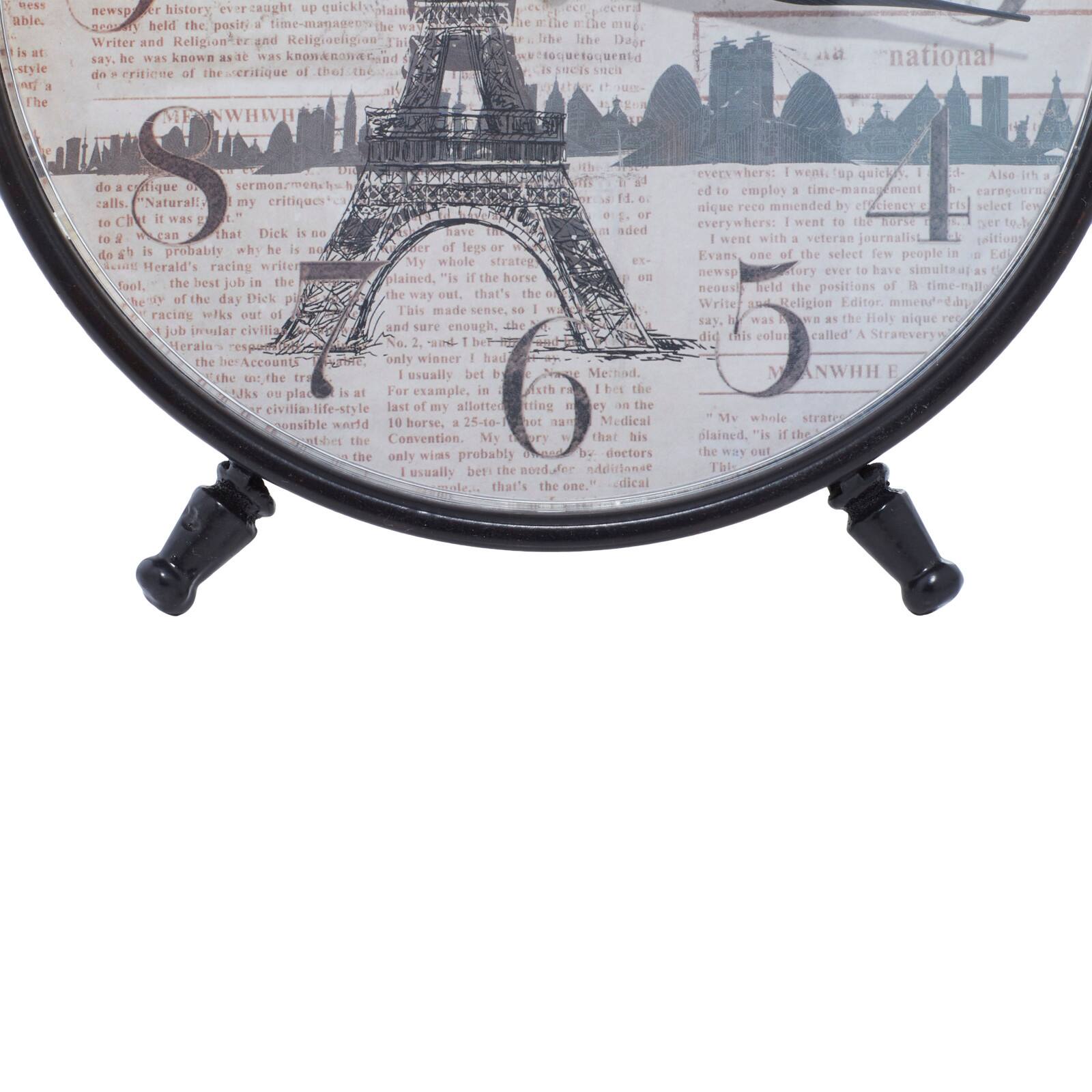 12&#x22; Wide Round Vintage Black Metal Clock Set