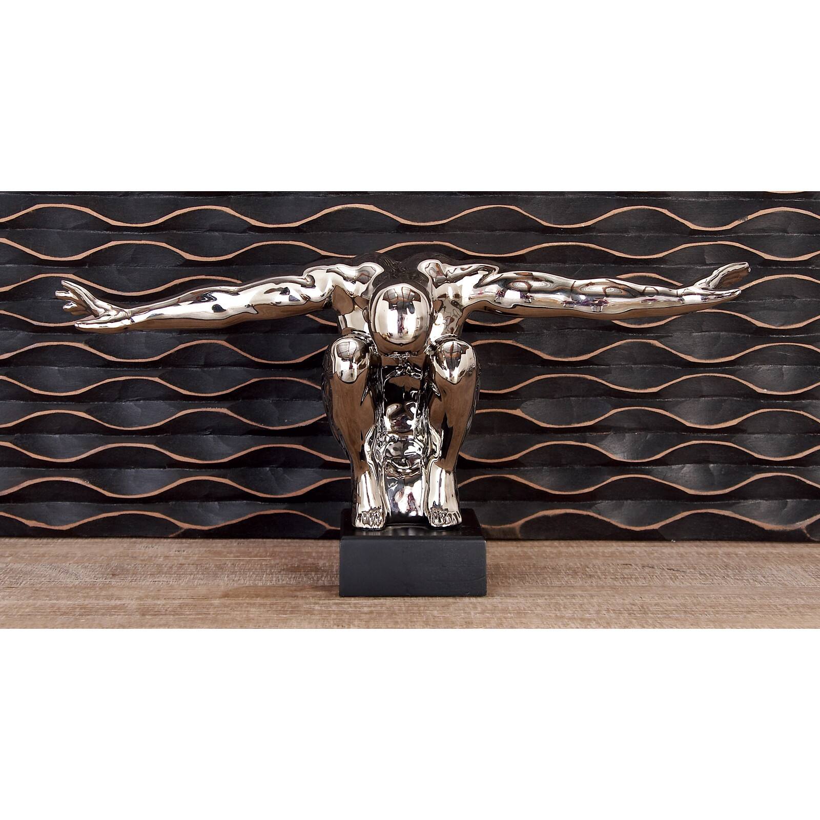 17" Silver Porcelain Traditional Man Sculpture