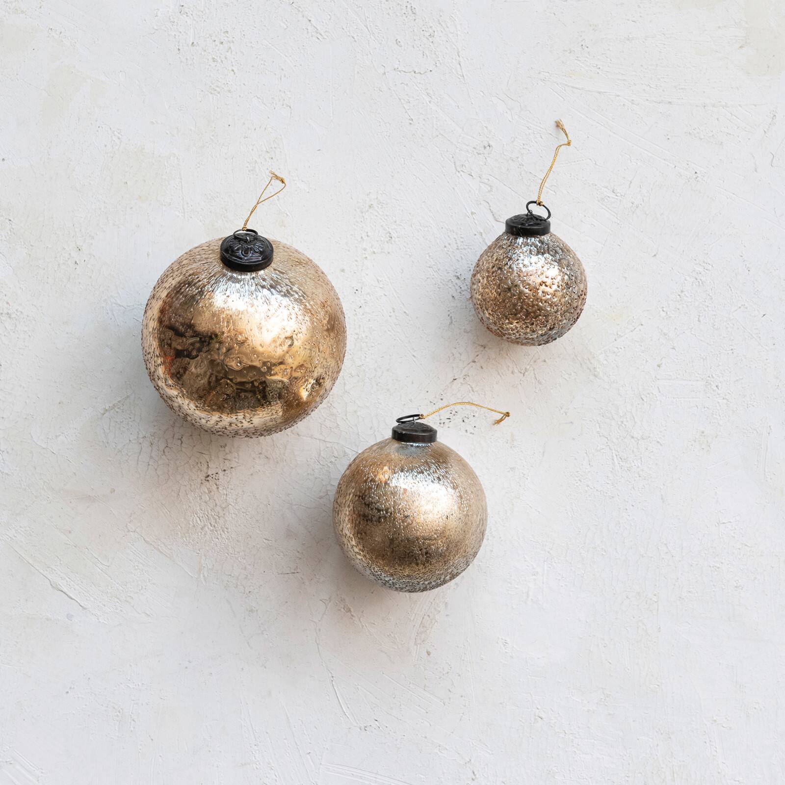 Hello Honey® 12 Pack 3" Gold Glass Seeded Ball Ornaments