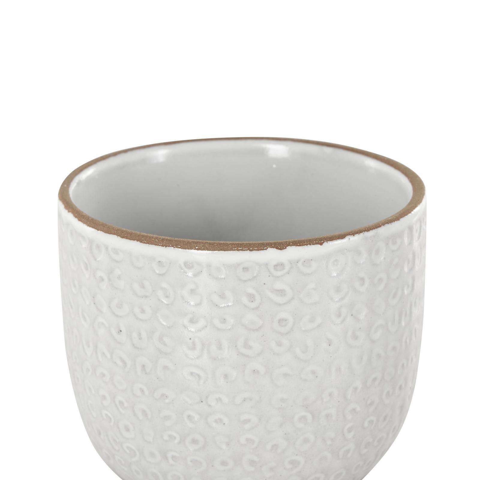 White Abstract Circle Pattern Ceramic Planter Set