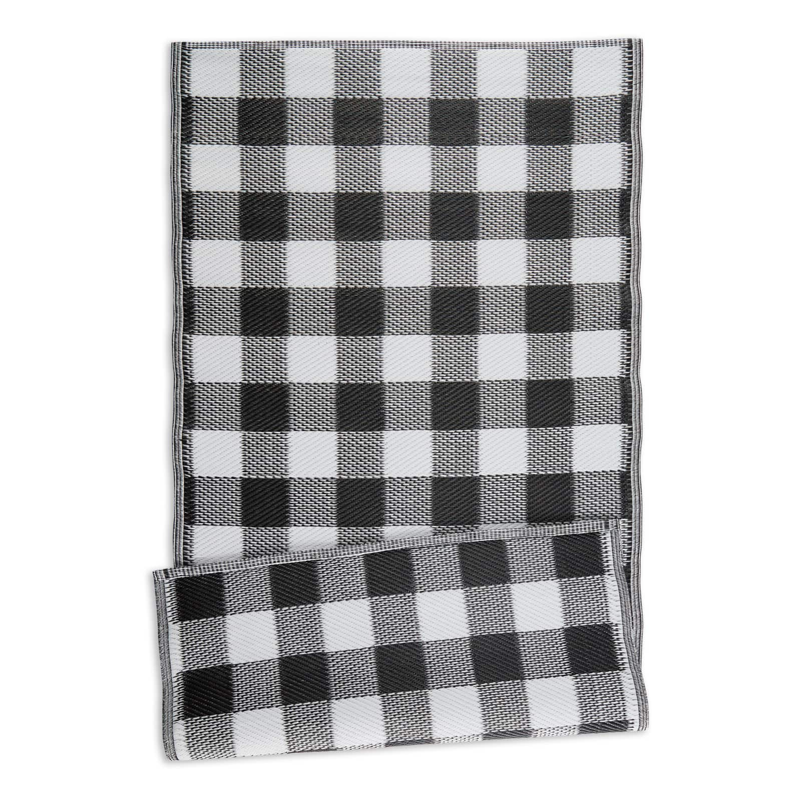 Black and White Buffalo Check Outdoor Floor Runner 3ft. x 6ft.