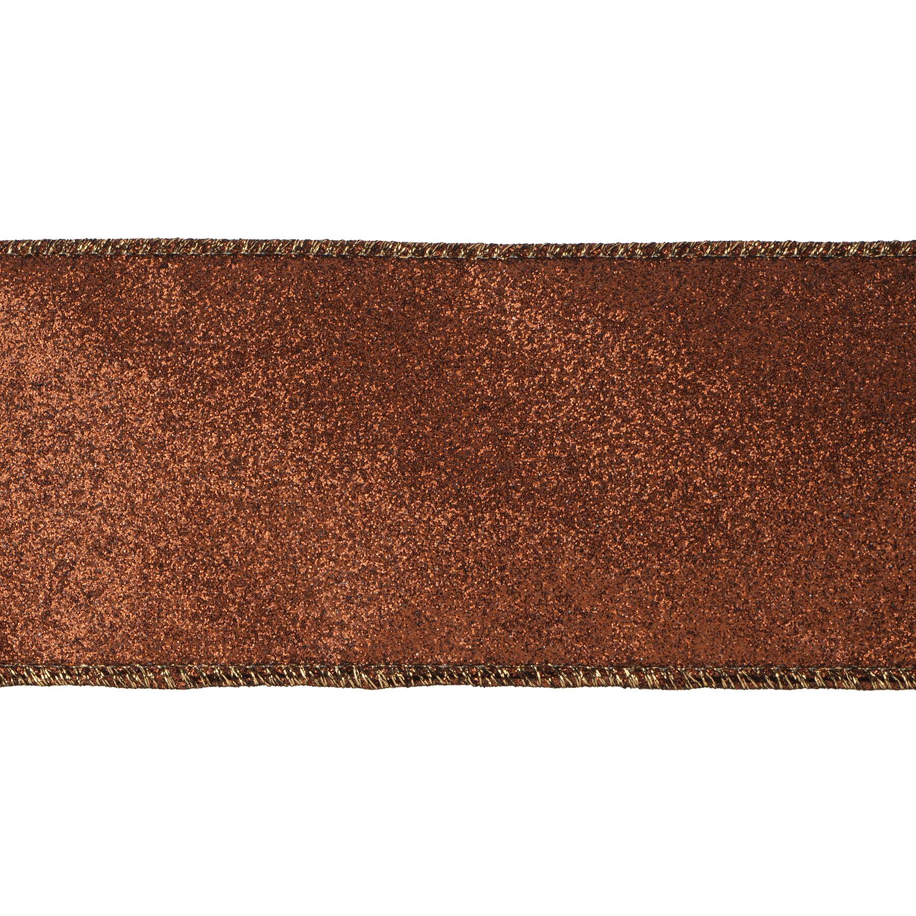 2.5&#x22; x 30ft. Brown Wired Glitter Ribbon by Celebrate It&#xAE;