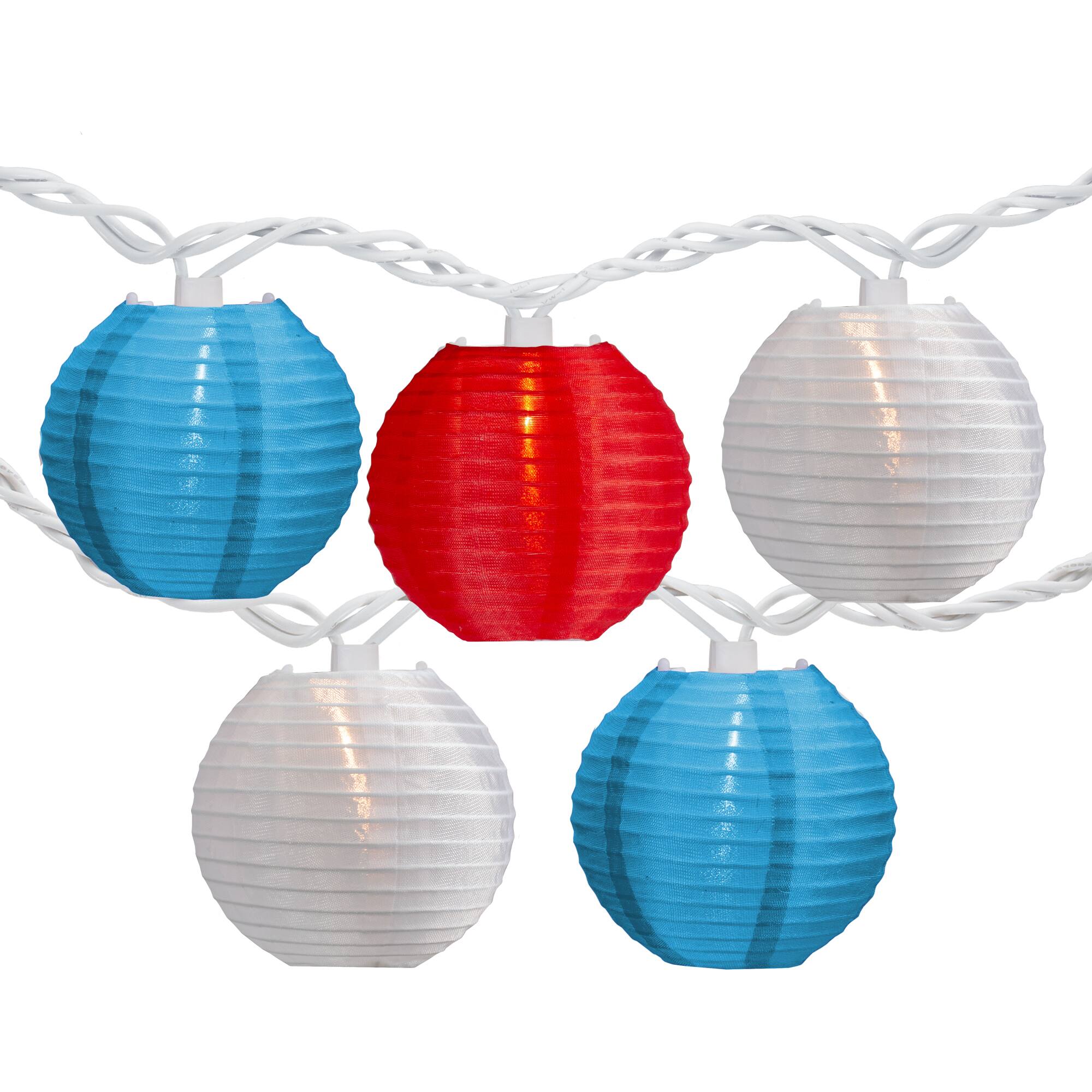 10ct. Red, White &#x26; Blue 4th of July Paper Lantern Lights