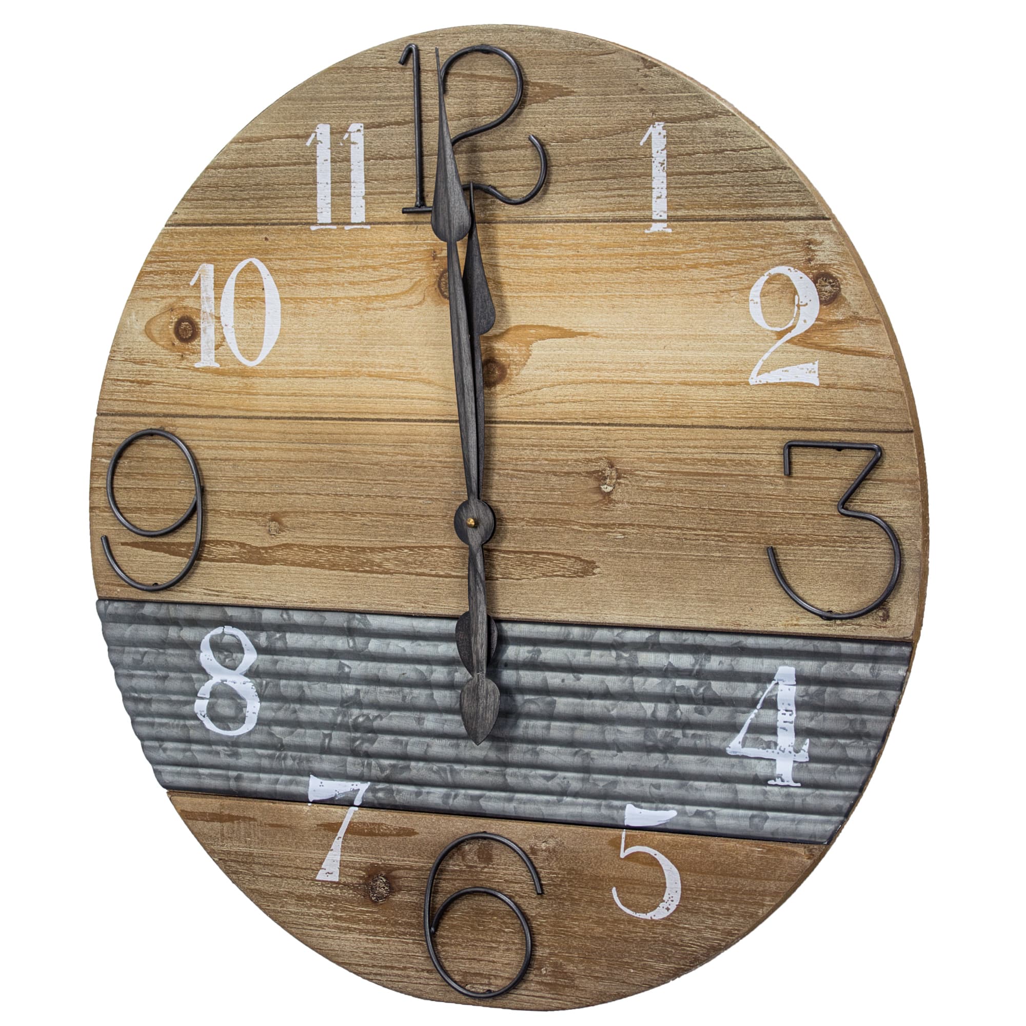 Oversized Wood &#x26; Metal Farmhouse Wall Clock 23&#x22;