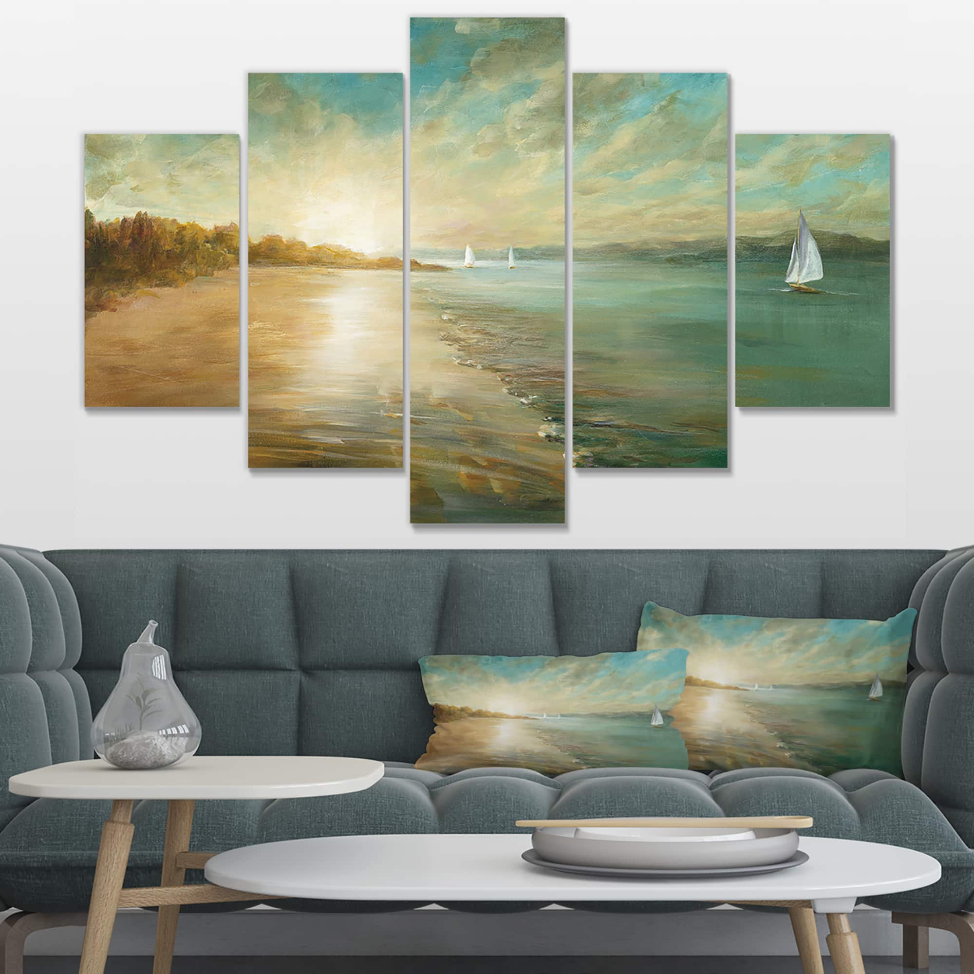 Designart - Coastal Pastel Horizon - Nautical & Coastal Canvas Art