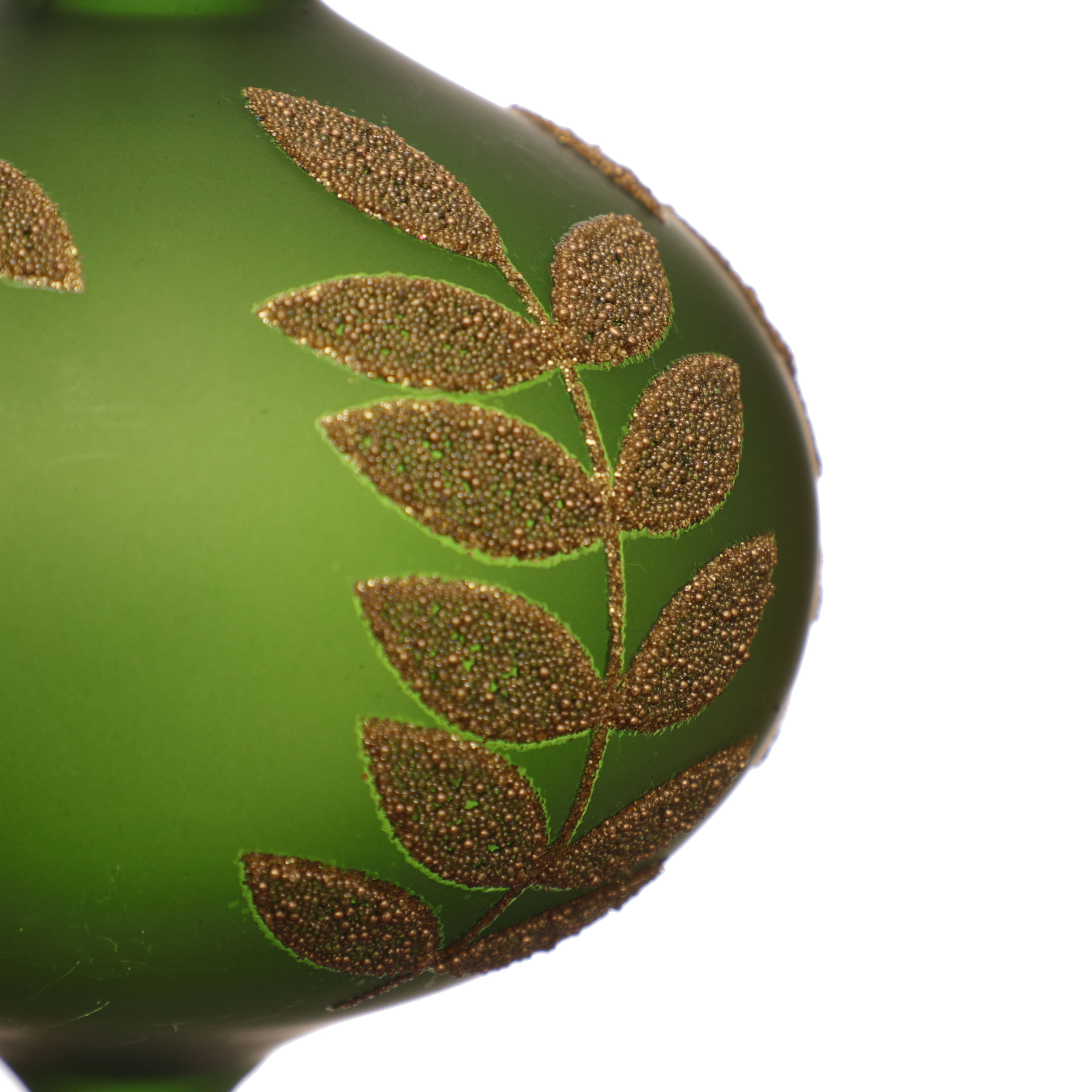 4.25&#x22; Green with Leaf Glass Onion Ornament by Ashland&#xAE;