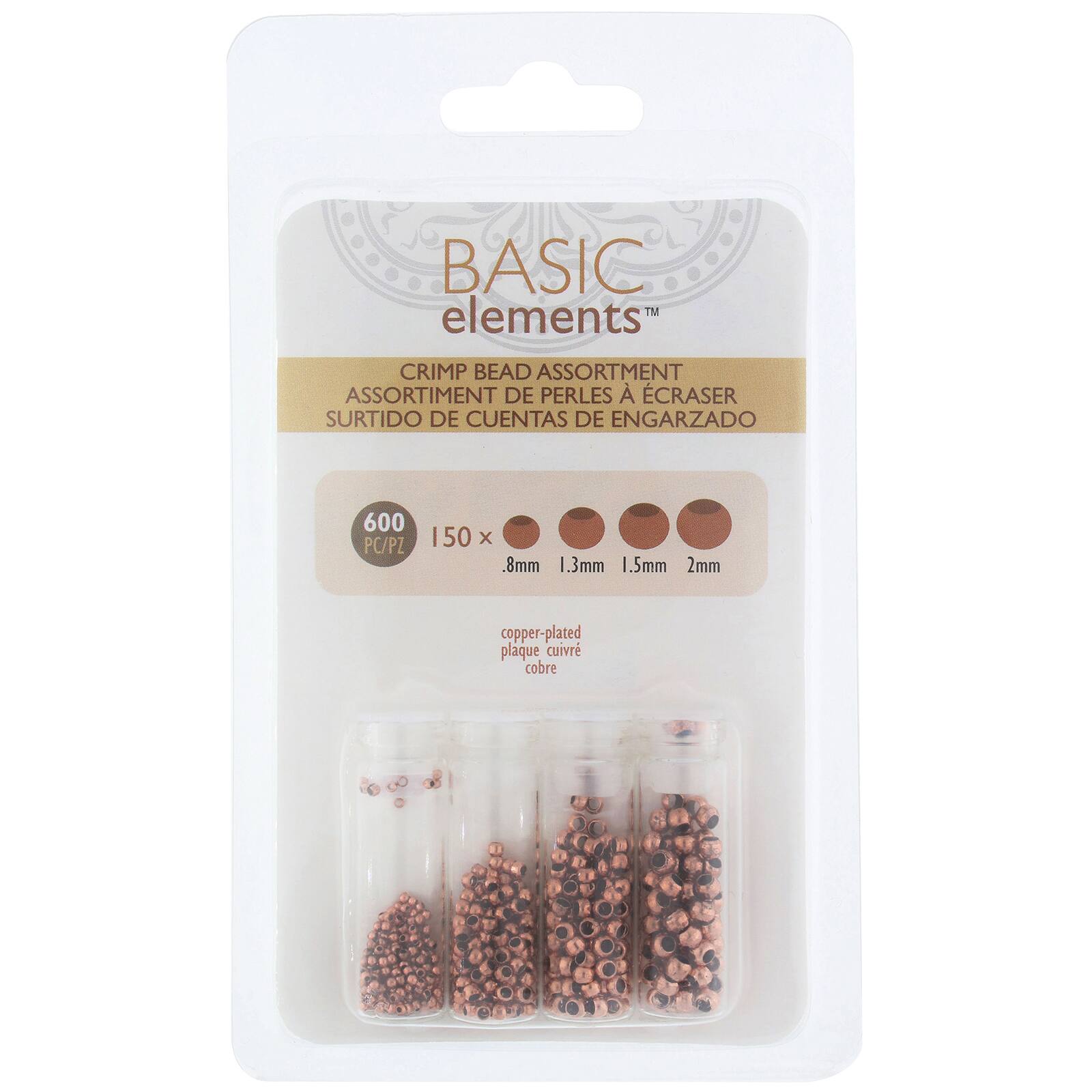 The Beadsmith&#xAE; Assorted Copper Plated Crimp Beads, 600ct.